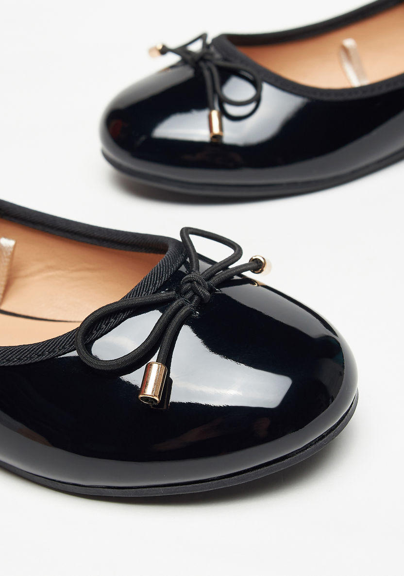 Little Missy Bow Detail Slip-On Round Toe Ballerina Shoes-Girl%27s Ballerinas-image-2