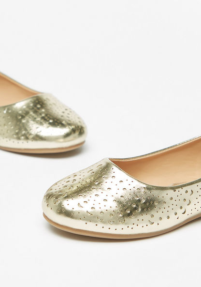 Little Missy Cutwork Detail Slip-On Round Toe Ballerina Shoes