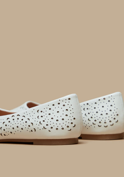 Little Missy Cutwork Detail Slip-On Round Toe Ballerina Shoes-Girl%27s Ballerinas-image-3