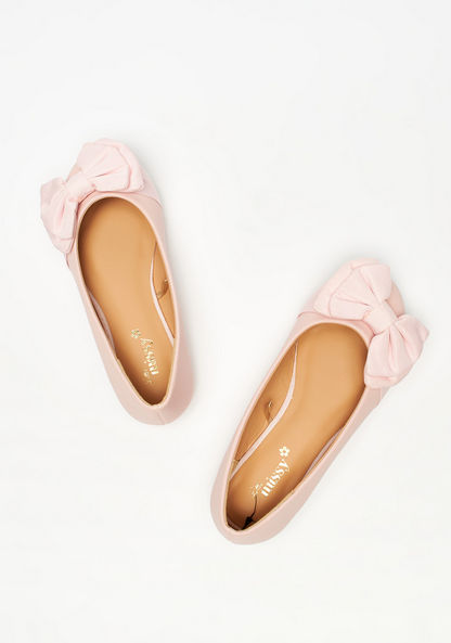 Little Missy Bow Accented Round Toe Slip-On Ballerina Shoes-Girl%27s Ballerinas-image-1