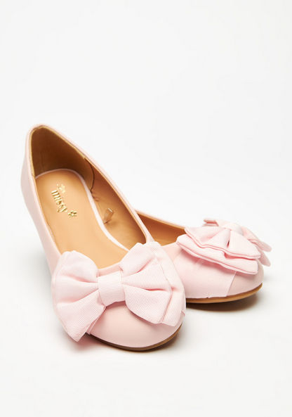 Little Missy Bow Accented Round Toe Slip-On Ballerina Shoes-Girl%27s Ballerinas-image-3