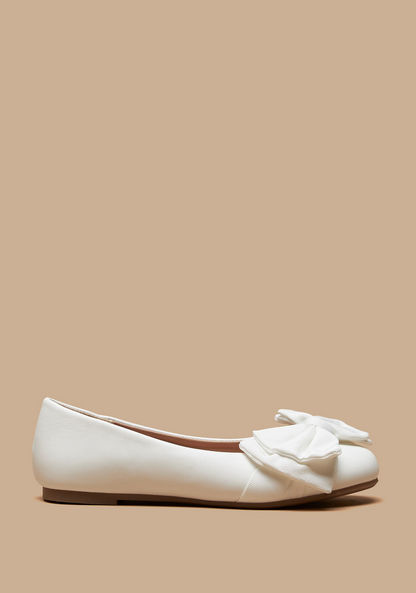 Little Missy Bow Accented Round Toe Slip-On Ballerina Shoes