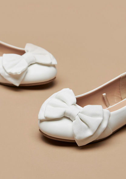 Little Missy Bow Accented Round Toe Slip-On Ballerina Shoes