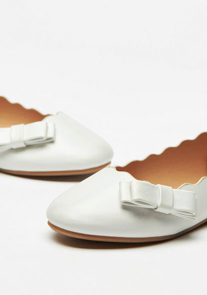 Little Missy Solid Ballerina Shoes with Bow Detail-Girl%27s Ballerinas-image-3