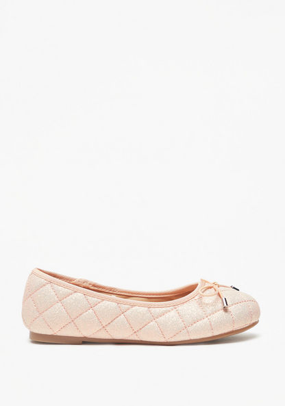 Little Missy Quilted Glitter Textured Slip-On Round Toe Ballerina Shoes-Girl%27s Ballerinas-image-2