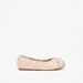 Little Missy Quilted Glitter Textured Slip-On Round Toe Ballerina Shoes-Girl%27s Ballerinas-thumbnailMobile-2