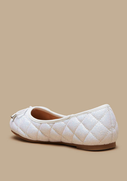 Little Missy Quilted Glitter Textured Slip-On Round Toe Ballerina Shoes-Girl%27s Ballerinas-image-1