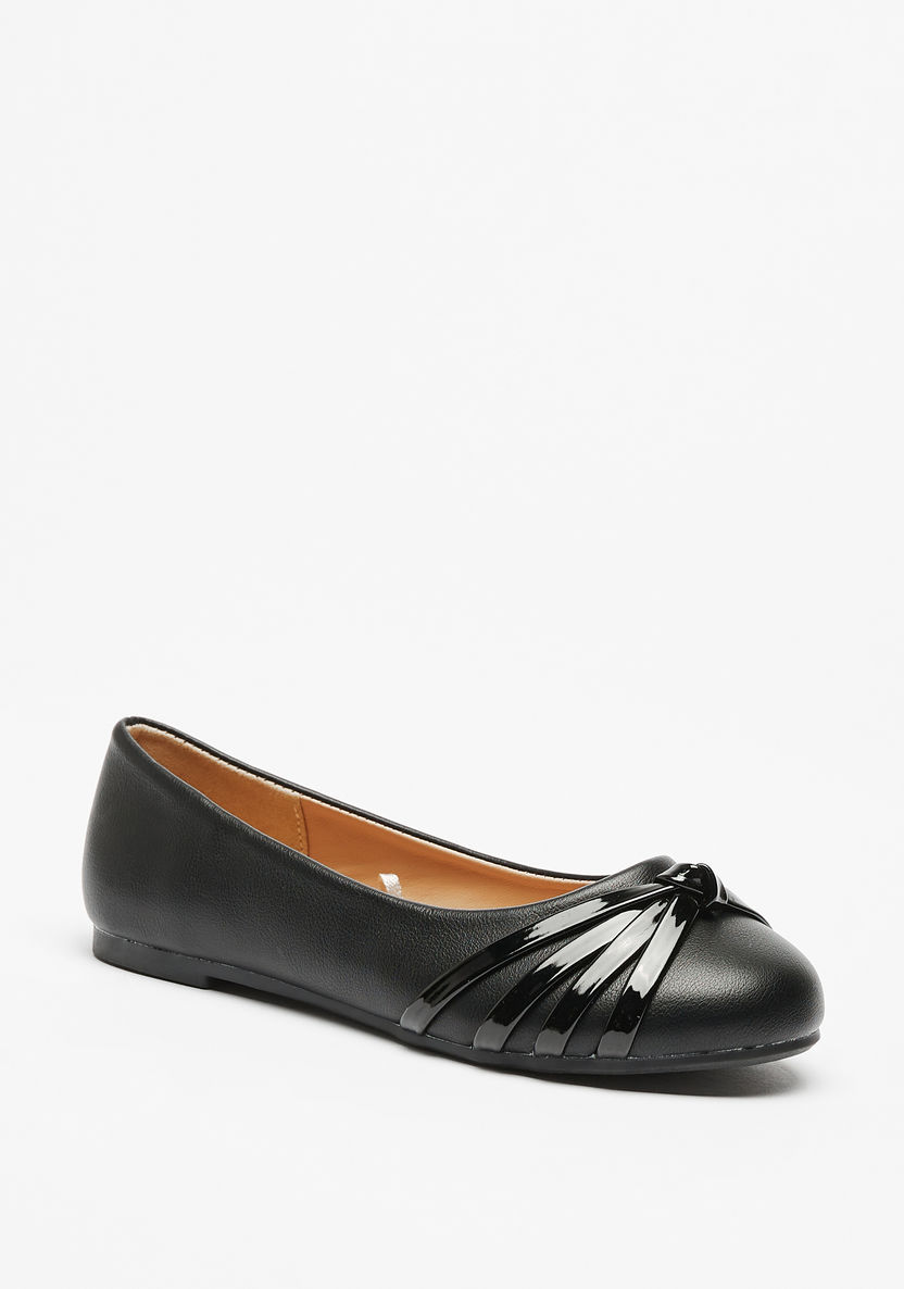 Little Missy Knot Detail Slip-On Round Toe Ballerina Shoes-Girl%27s Ballerinas-image-0