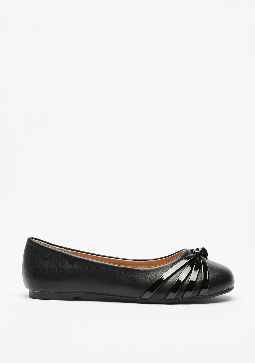 Little Missy Knot Detail Slip-On Round Toe Ballerina Shoes-Girl%27s Ballerinas-image-2