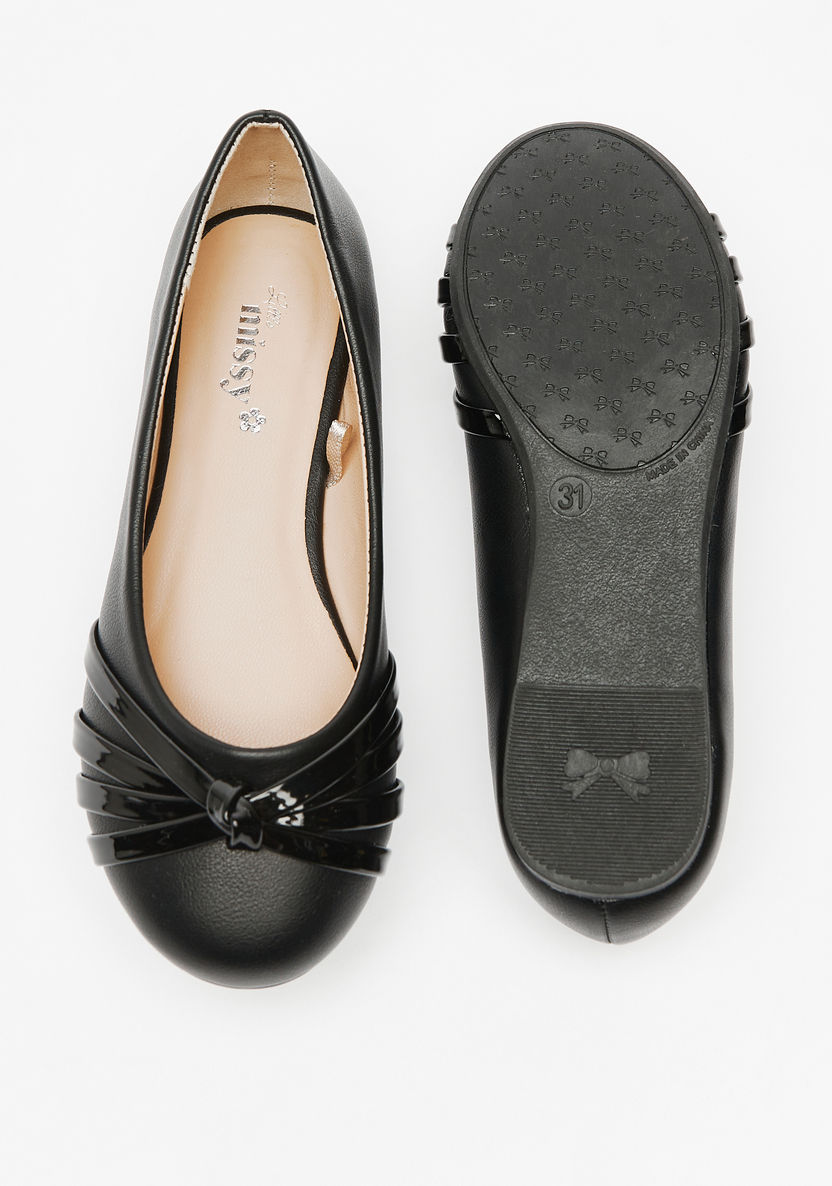Little Missy Knot Detail Slip-On Round Toe Ballerina Shoes-Girl%27s Ballerinas-image-3