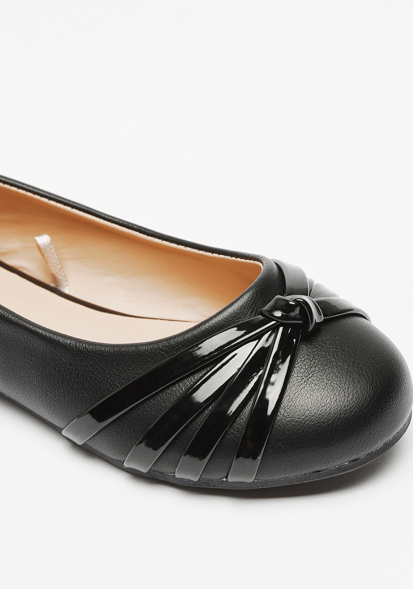 Little Missy Knot Detail Slip-On Round Toe Ballerina Shoes-Girl%27s Ballerinas-image-4
