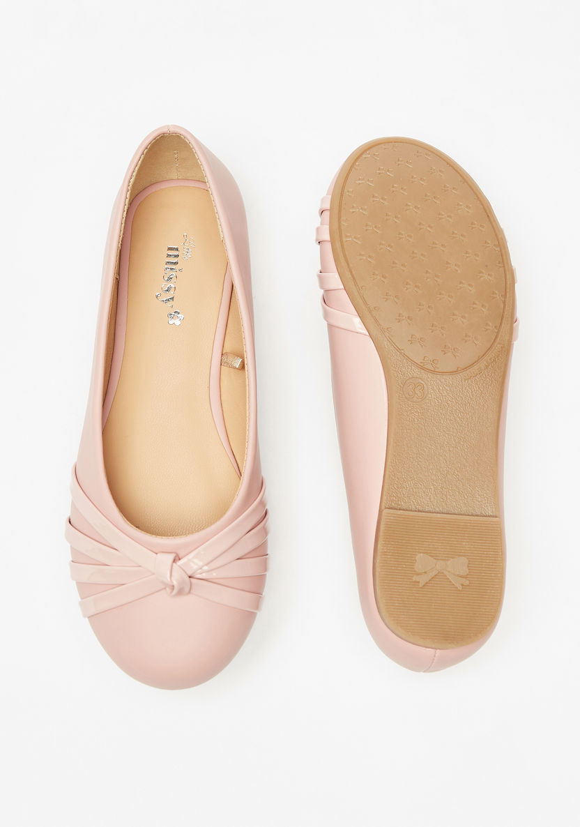 Little Missy Knot Detail Slip-On Round Toe Ballerina Shoes-Girl%27s Ballerinas-image-3