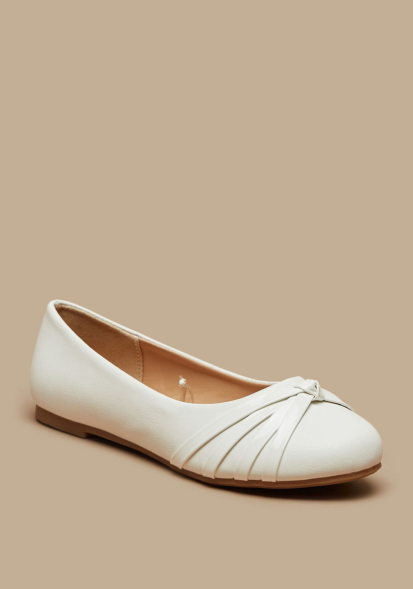 Little Missy Knot Detail Slip-On Round Toe Ballerina Shoes-Girl%27s Ballerinas-image-0