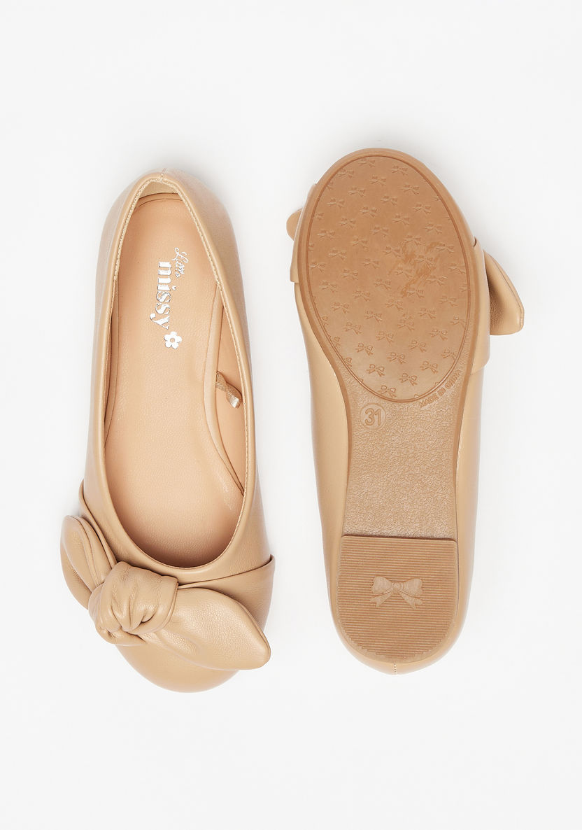 Little Missy Bow Accent Slip-On Round Toe Ballerina Shoes-Girl%27s Ballerinas-image-4
