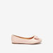Little Missy Slip-On Round Toe Ballerina Shoes with Bow Applique-Girl%27s Ballerinas-thumbnailMobile-1