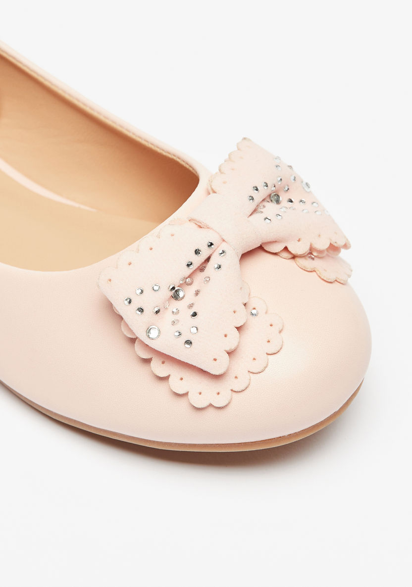 Little Missy Slip-On Round Toe Ballerina Shoes with Bow Applique-Girl%27s Ballerinas-image-4