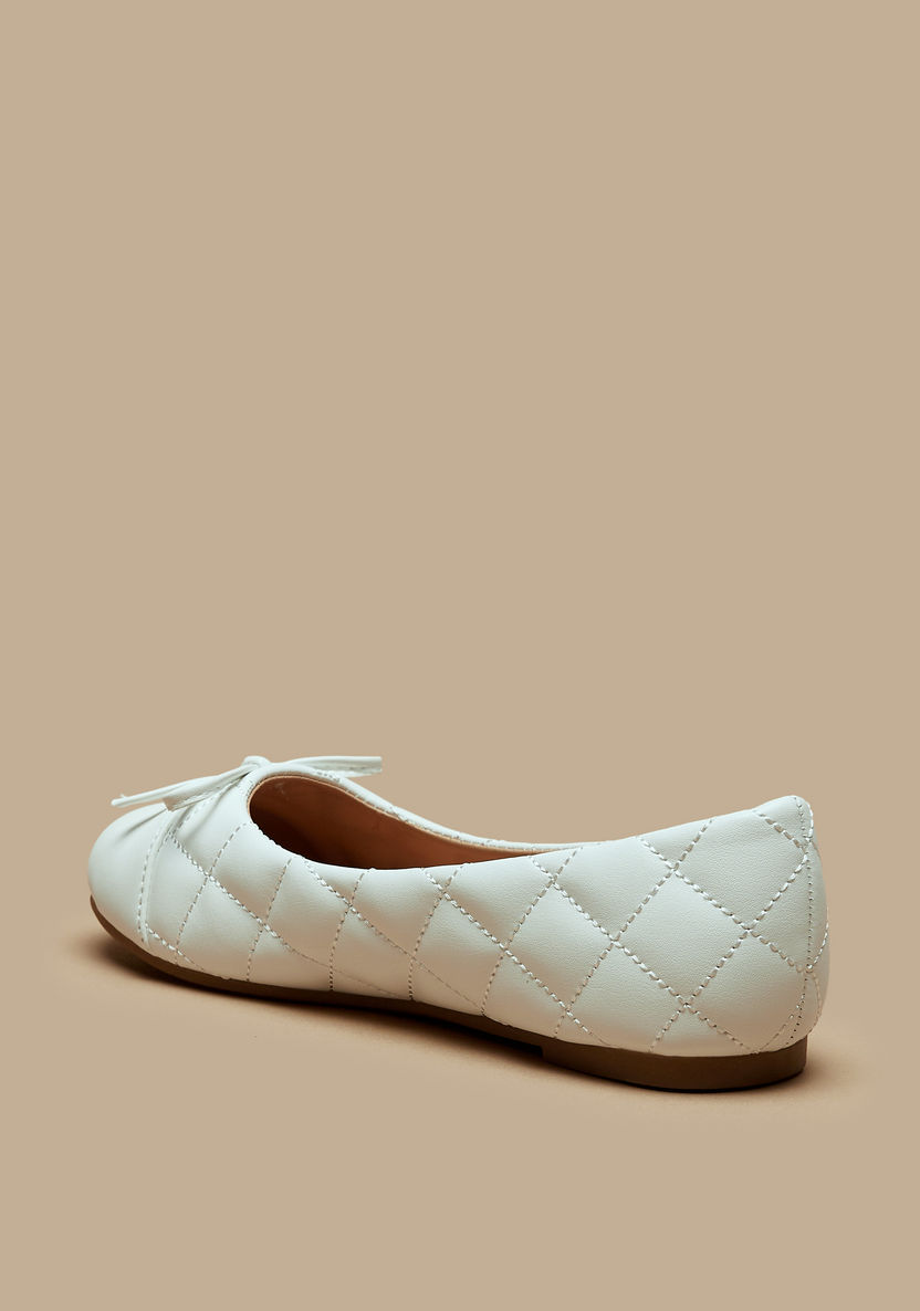 Little Missy Slip-On Quilted Ballerina Shoes with Bow Detail-Girl%27s Ballerinas-image-1