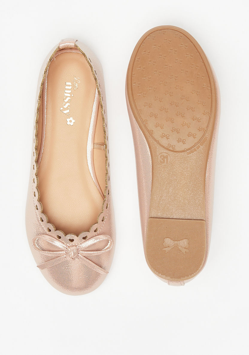 Little Missy Bow Accent Slip-On Round Toe Ballerina Shoes-Girl%27s Ballerinas-image-3