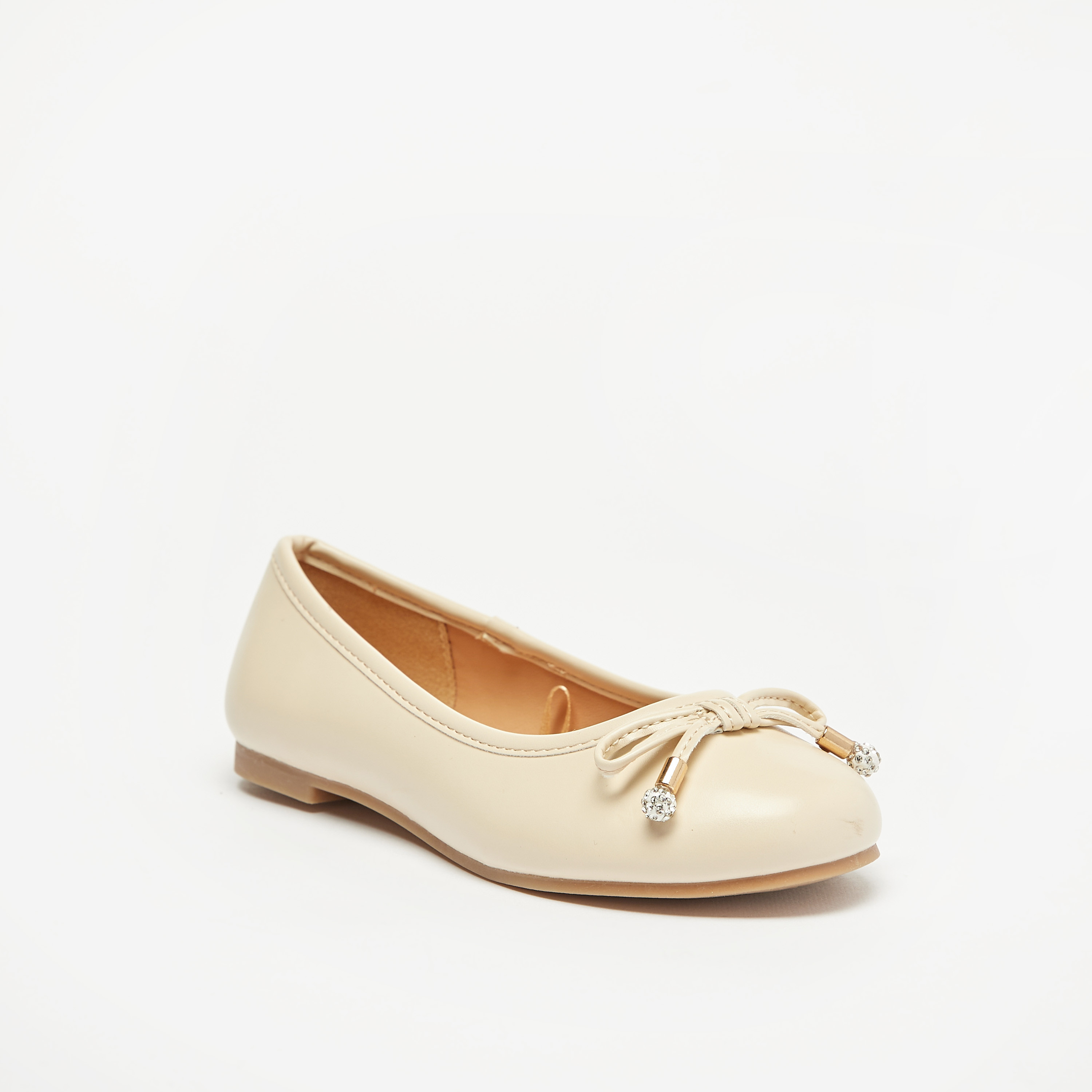 Little Missy Solid Round Toe Ballerina Shoes with Bow Detail-girls-shoes-ballerinas-image-6