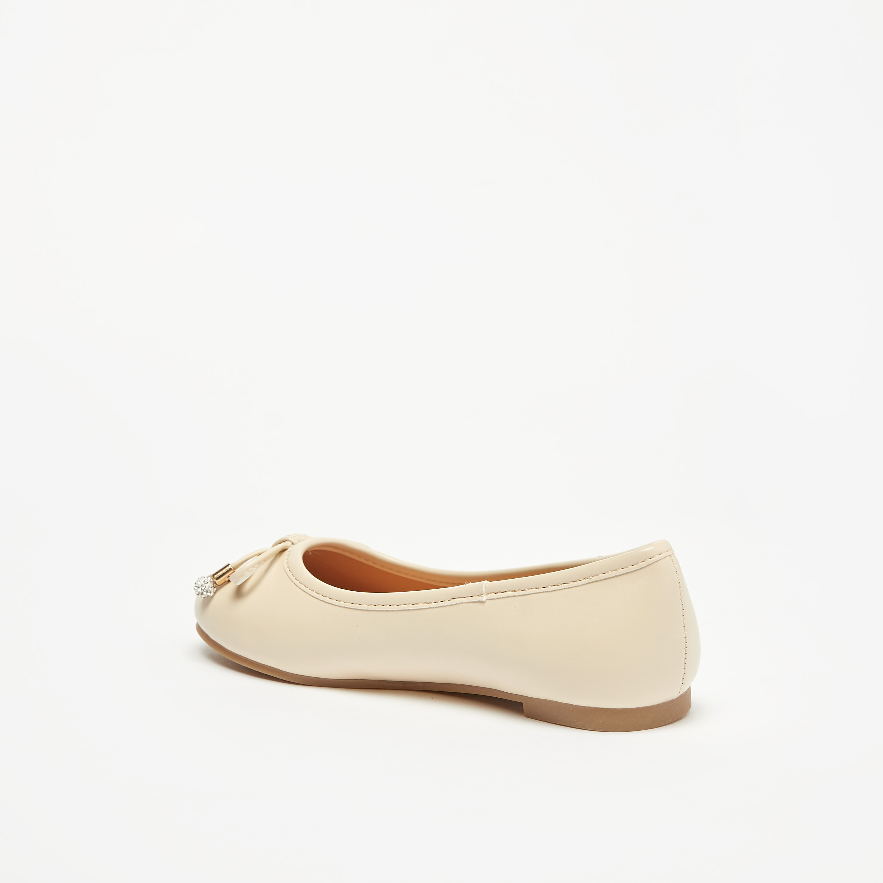 Little Missy Solid Round Toe Ballerina Shoes with Bow Detail-girls-shoes-ballerinas-image-7