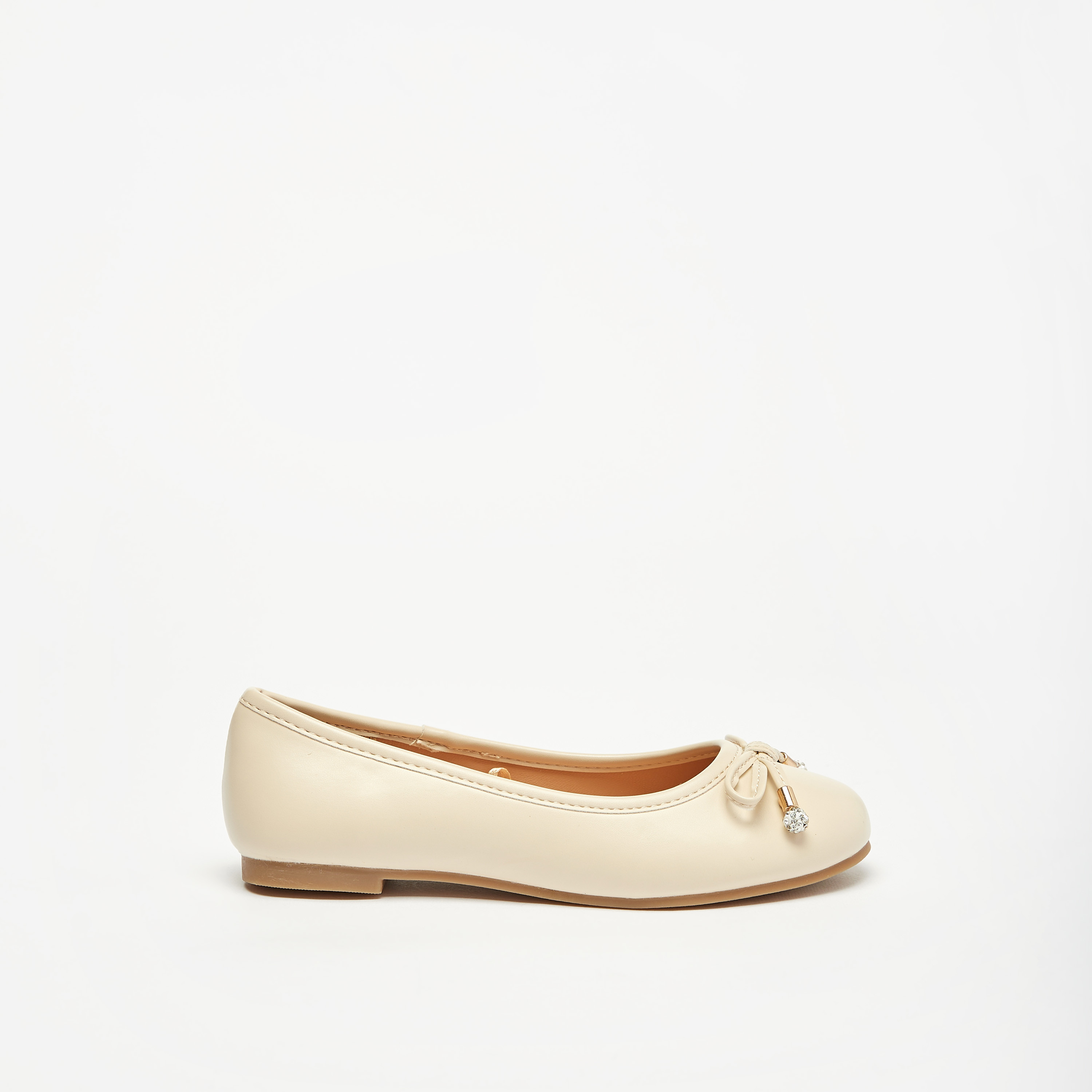 Little Missy Solid Round Toe Ballerina Shoes with Bow Detail-girls-shoes-ballerinas-image-8