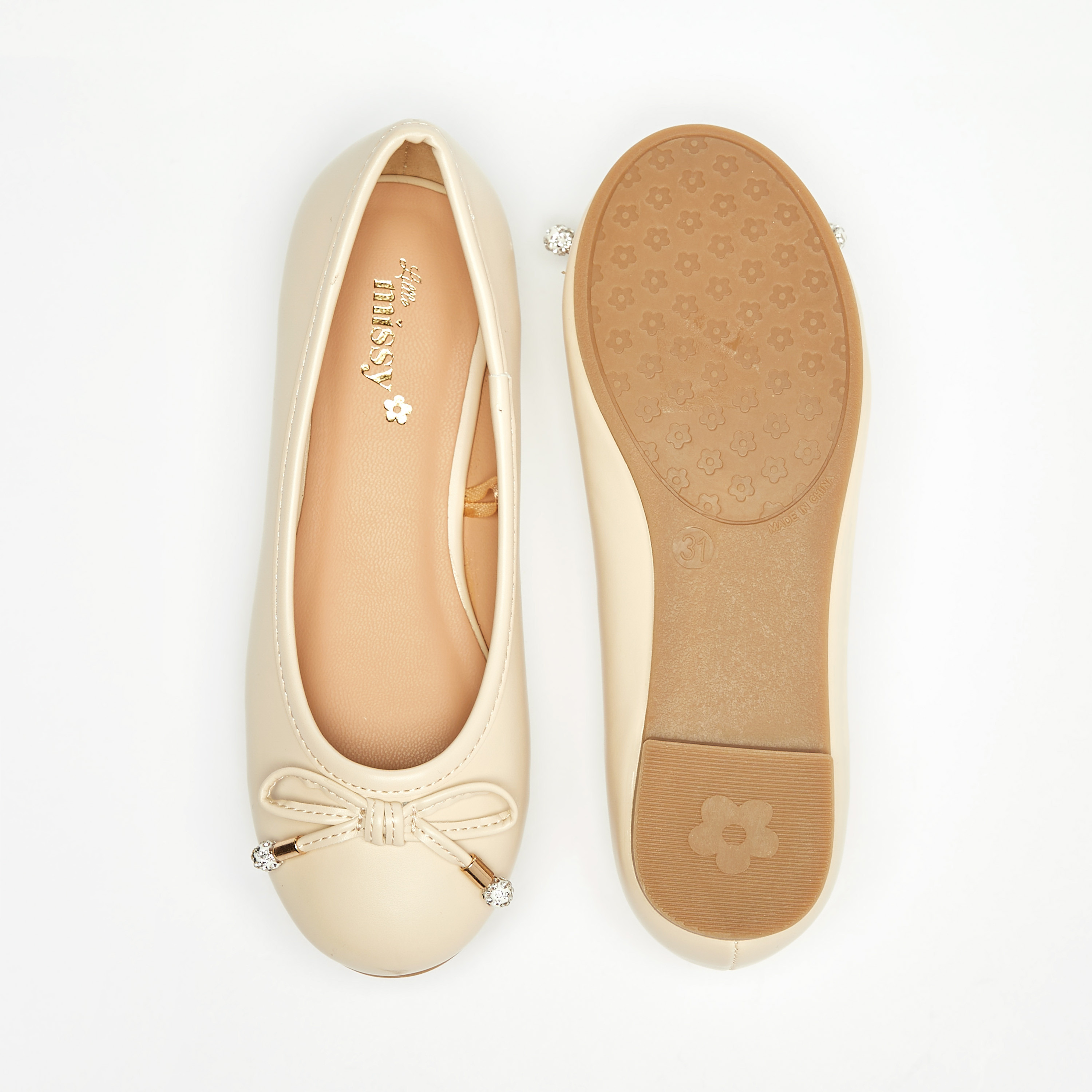 Little Missy Solid Round Toe Ballerina Shoes with Bow Detail-girls-shoes-ballerinas-image-9