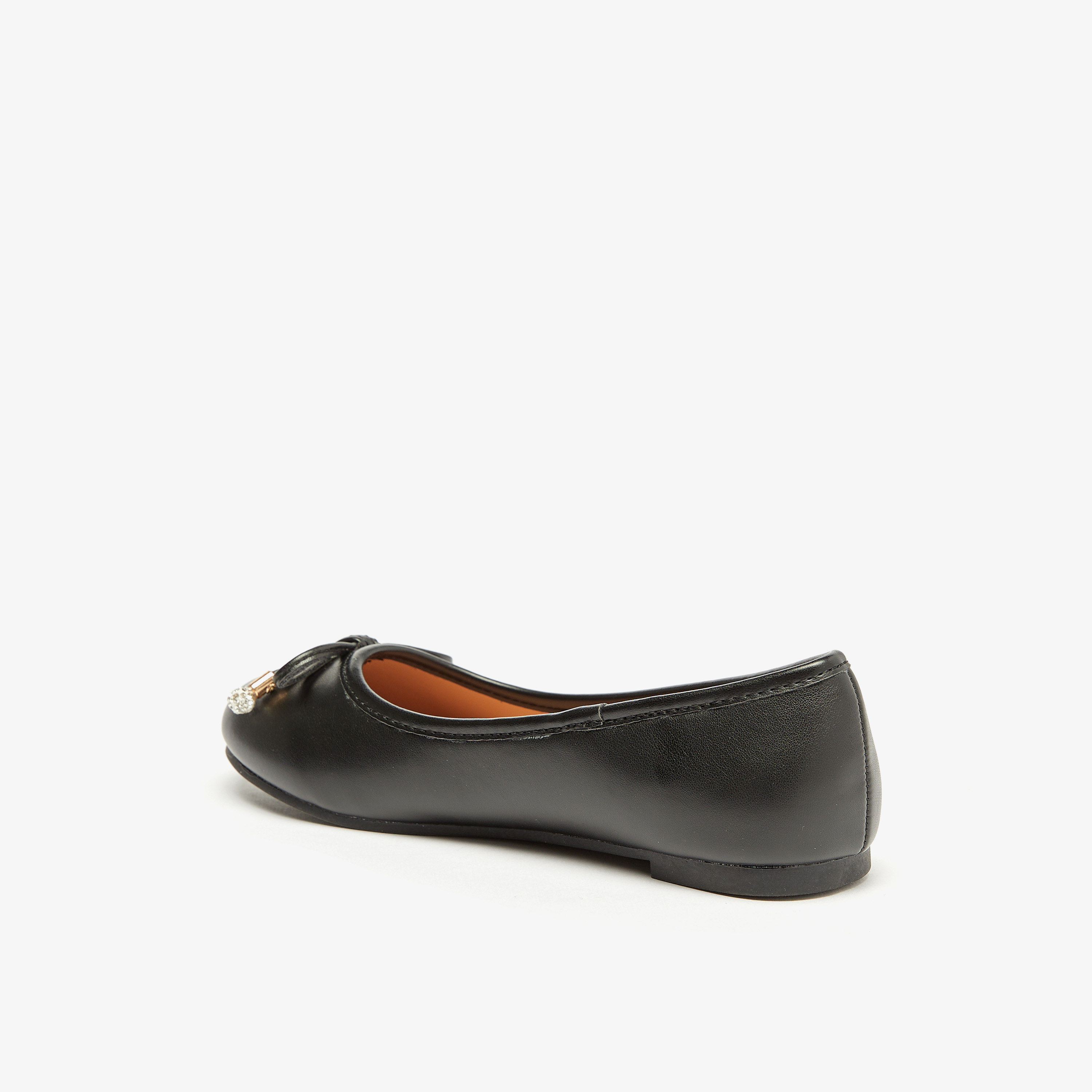 Little Missy Solid Round Toe Ballerina Shoes with Bow Detail-girls-shoes-ballerinas-image-2