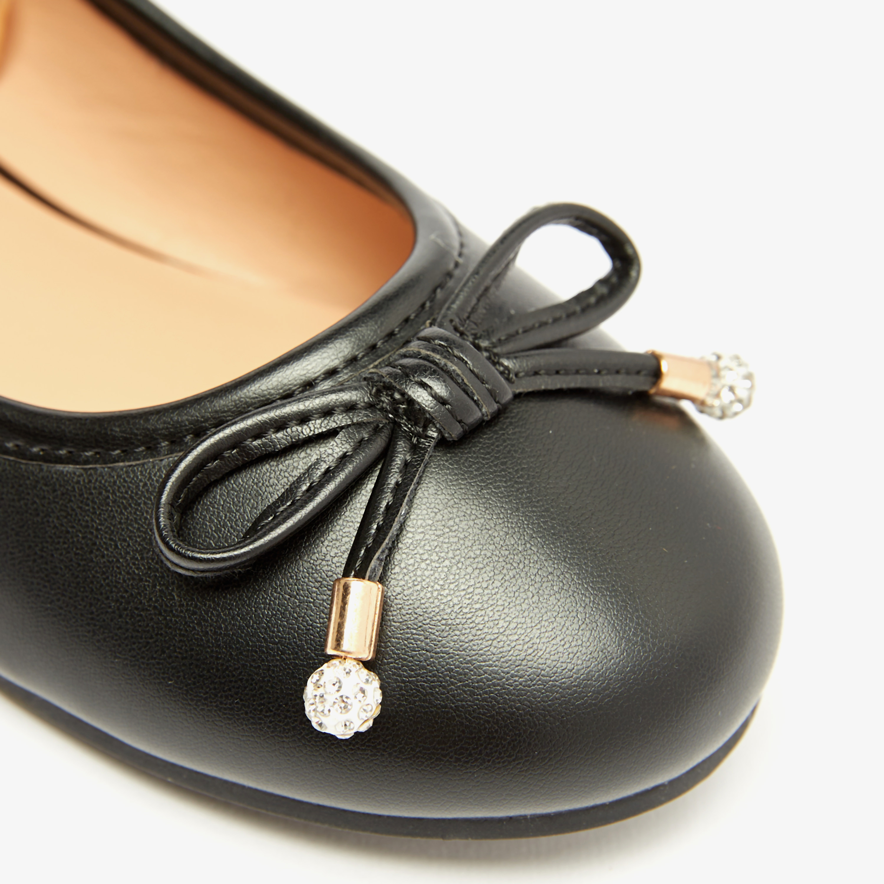 Little Missy Solid Round Toe Ballerina Shoes with Bow Detail-girls-shoes-ballerinas-image-5