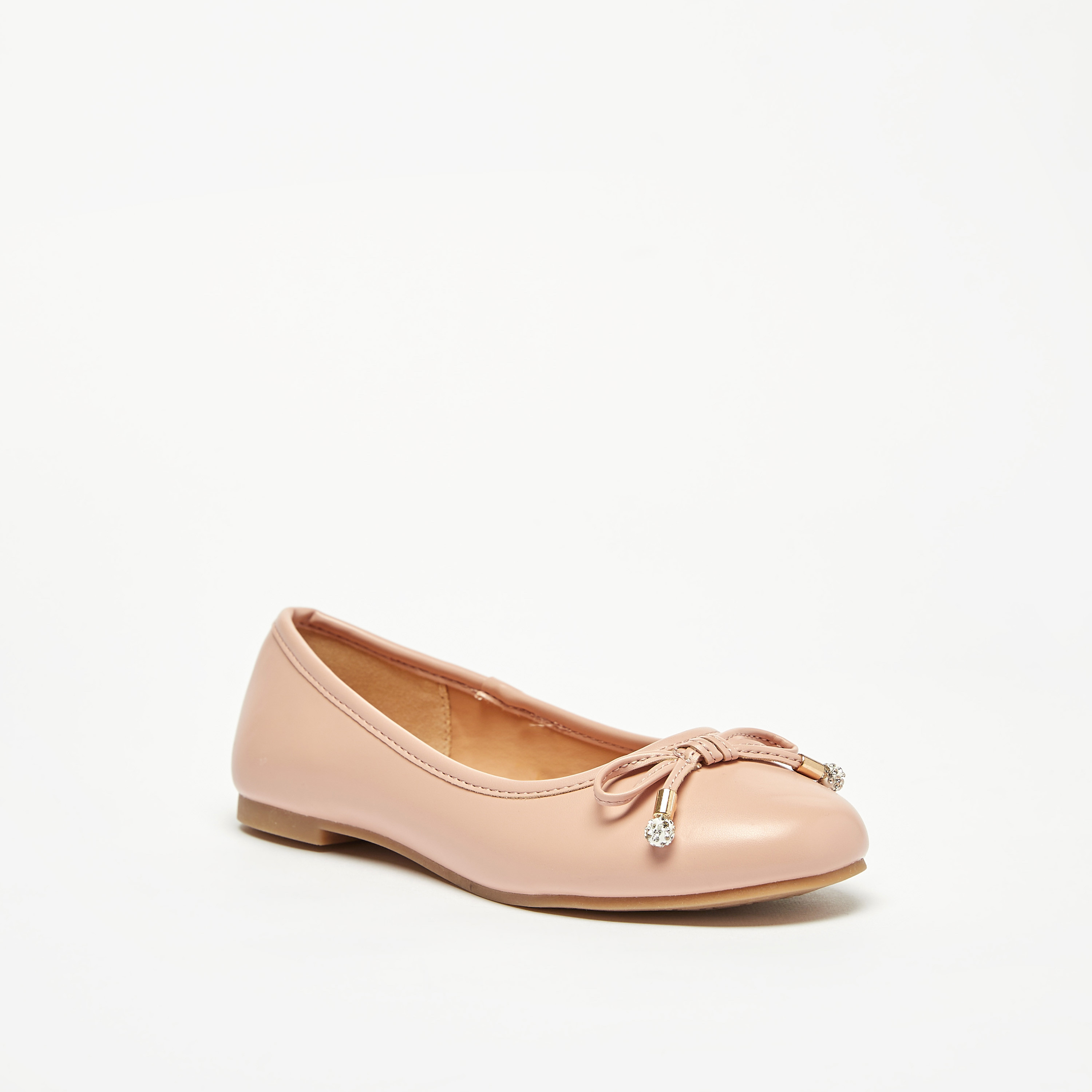 Little Missy Solid Round Toe Ballerina Shoes with Bow Detail-girls-shoes-ballerinas-image-1