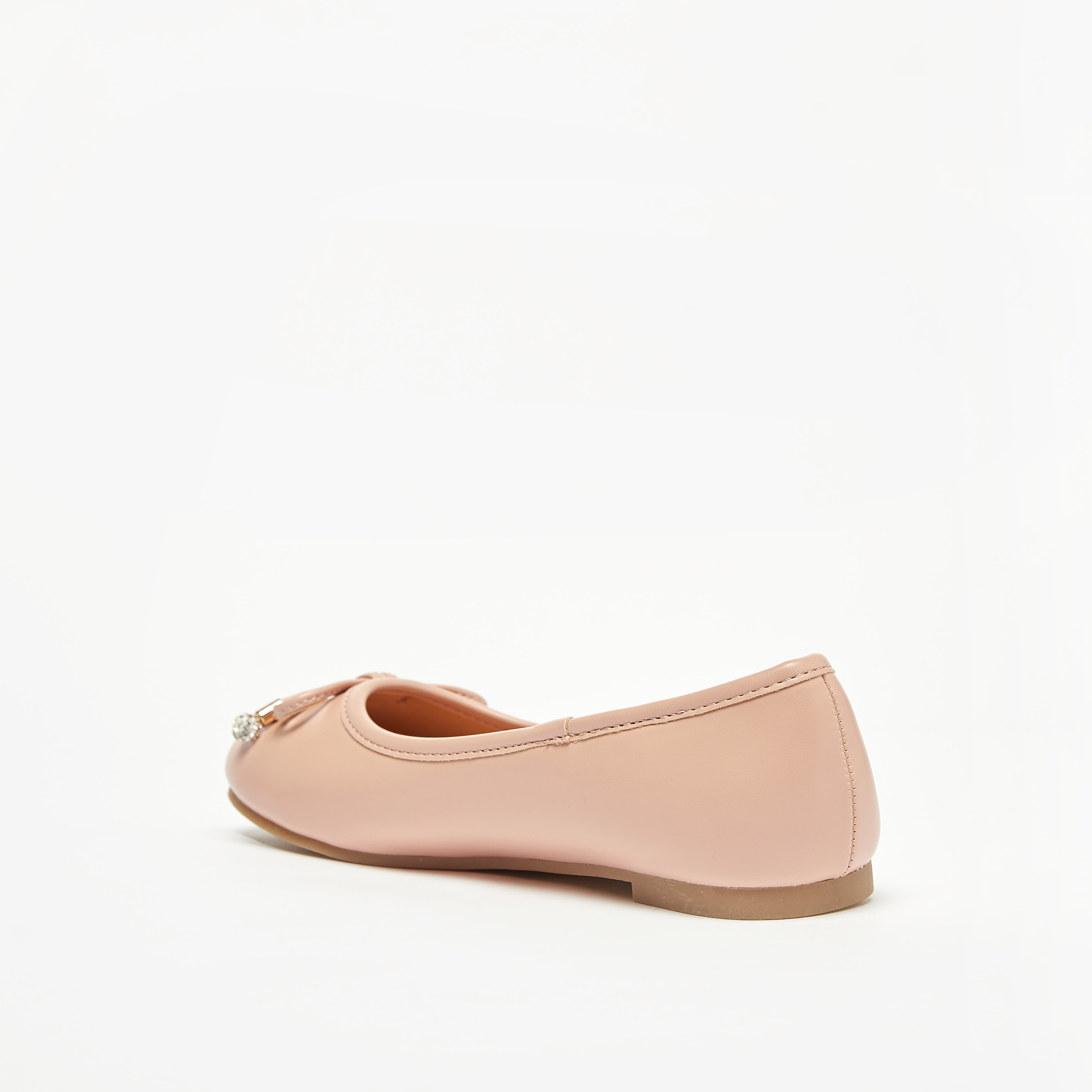 Little Missy Solid Round Toe Ballerina Shoes with Bow Detail-girls-shoes-ballerinas-image-2