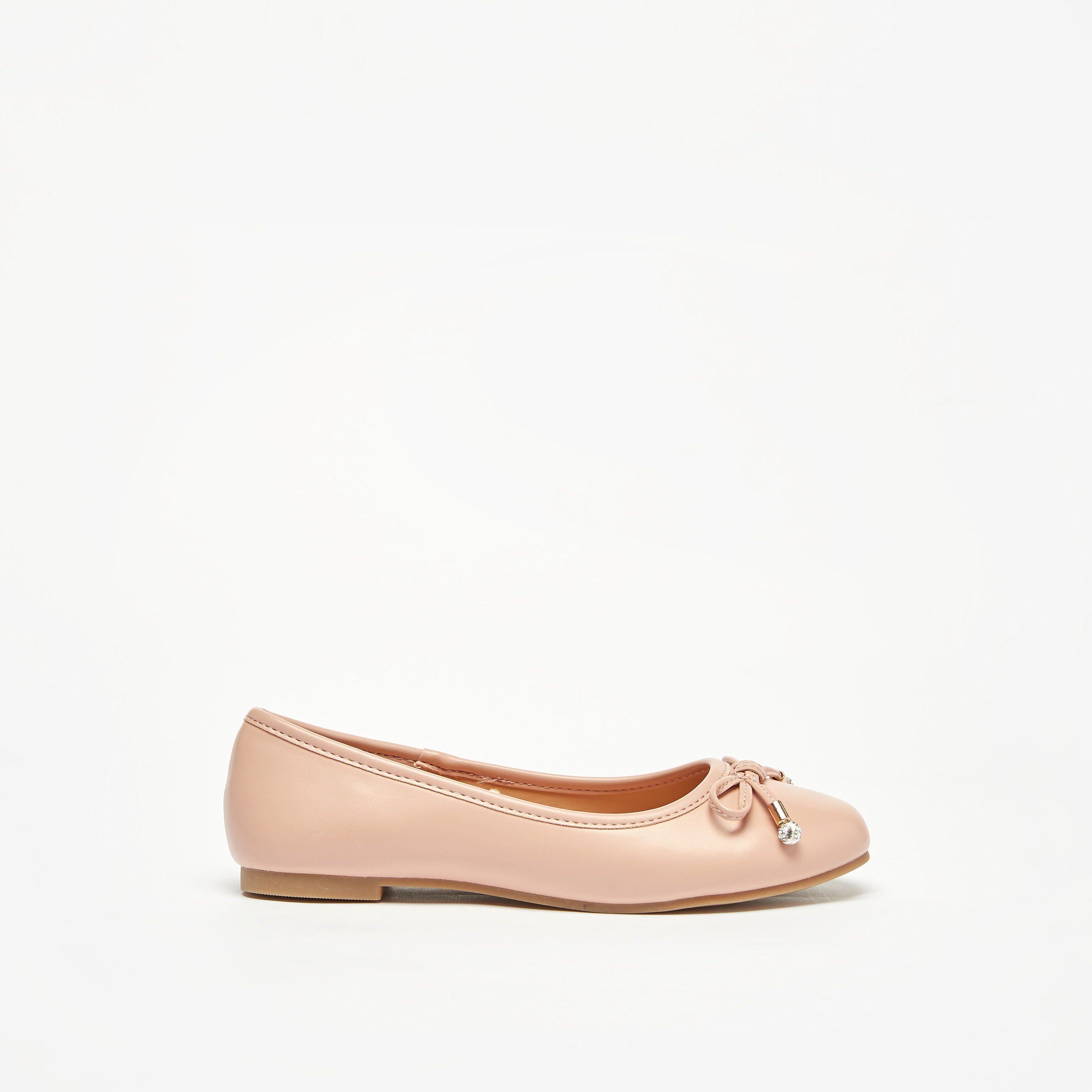 Little Missy Solid Round Toe Ballerina Shoes with Bow Detail-girls-shoes-ballerinas-image-18