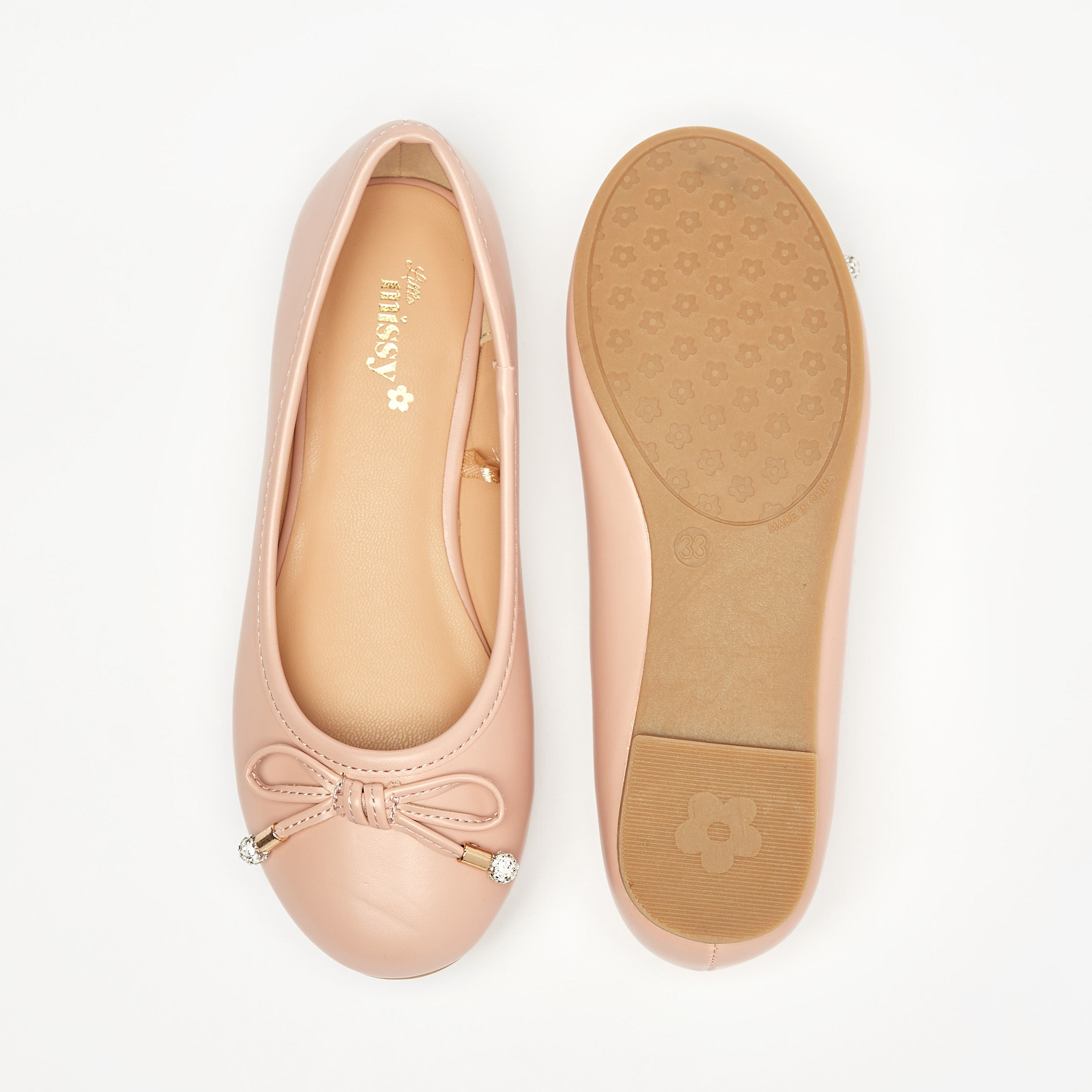 Little Missy Solid Round Toe Ballerina Shoes with Bow Detail-girls-shoes-ballerinas-image-4