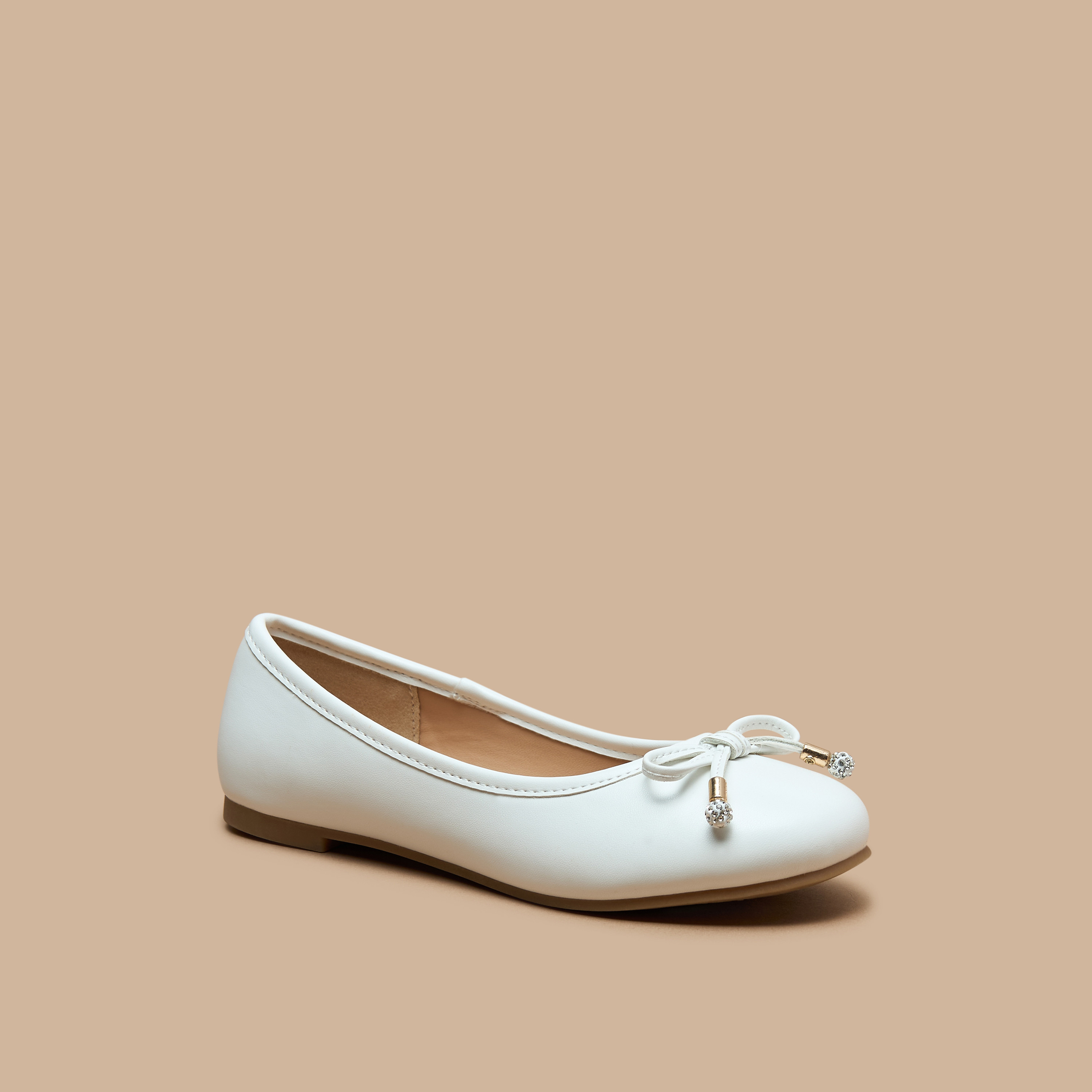 Little Missy Solid Round Toe Ballerina Shoes with Bow Detail-girls-shoes-ballerinas-image-11