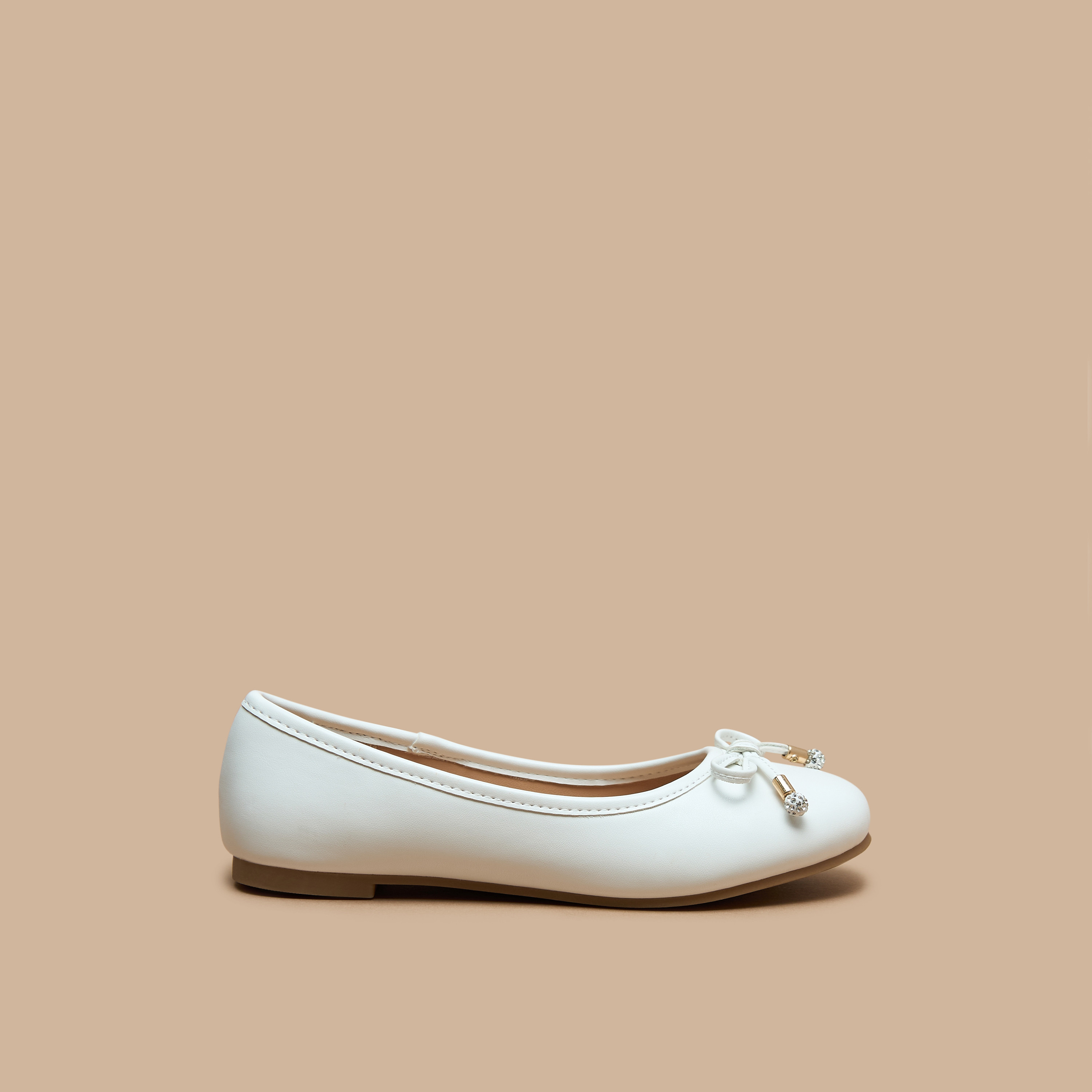 Little Missy Solid Round Toe Ballerina Shoes with Bow Detail-girls-shoes-ballerinas-image-13