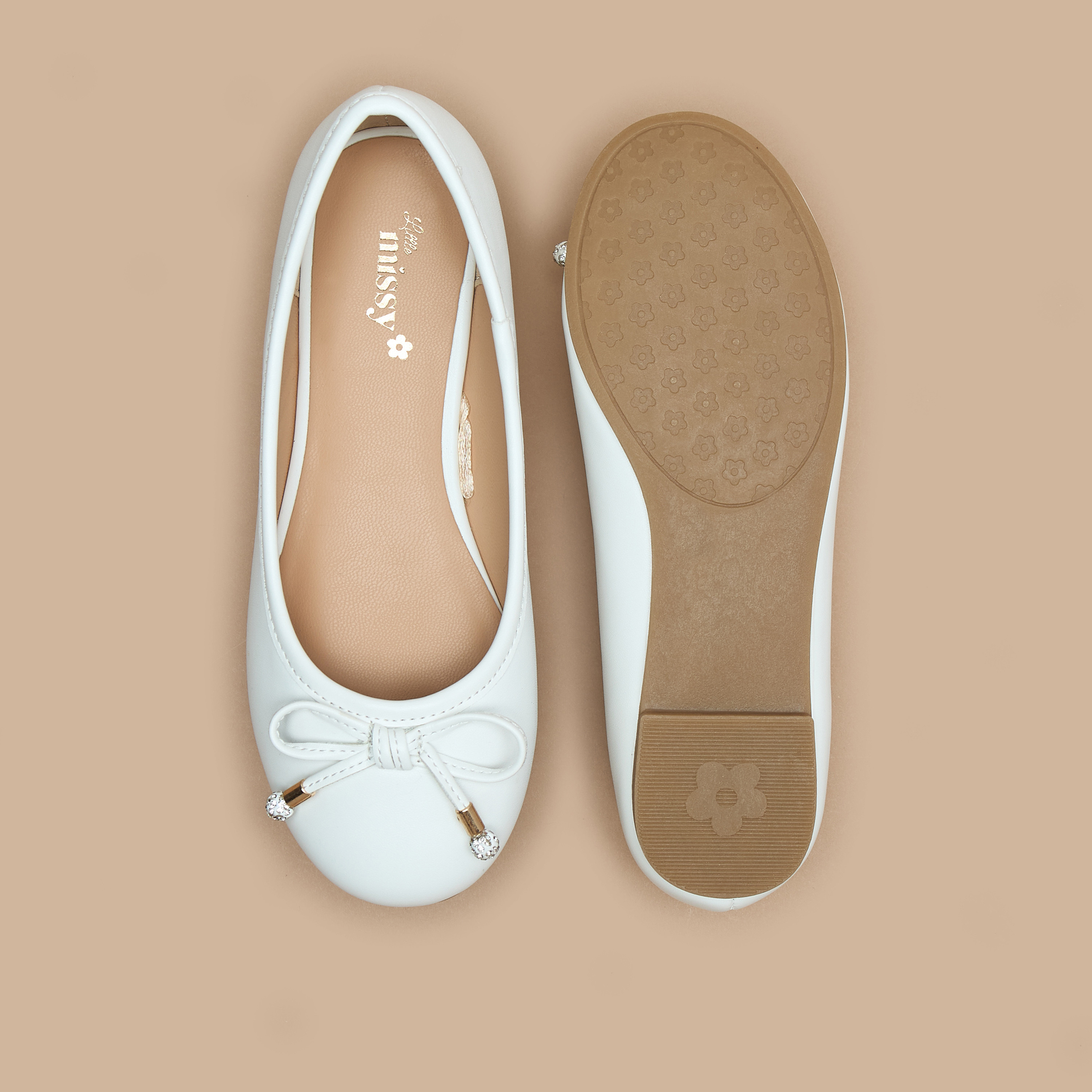 Little Missy Solid Round Toe Ballerina Shoes with Bow Detail-girls-shoes-ballerinas-image-14