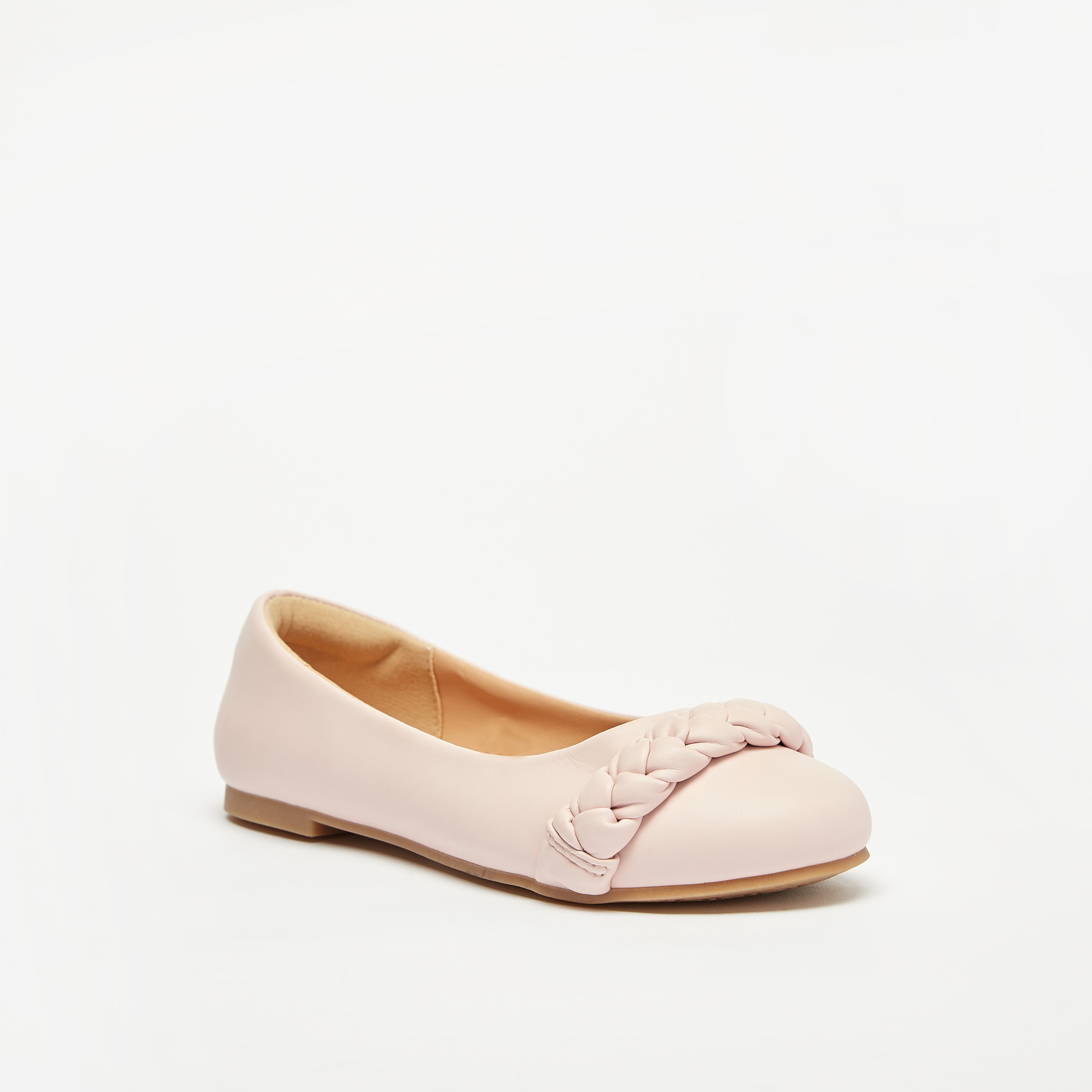 Little Missy Braided Strap Detail Slip-On Ballerina Shoes-girls-shoes-ballerinas-image-1