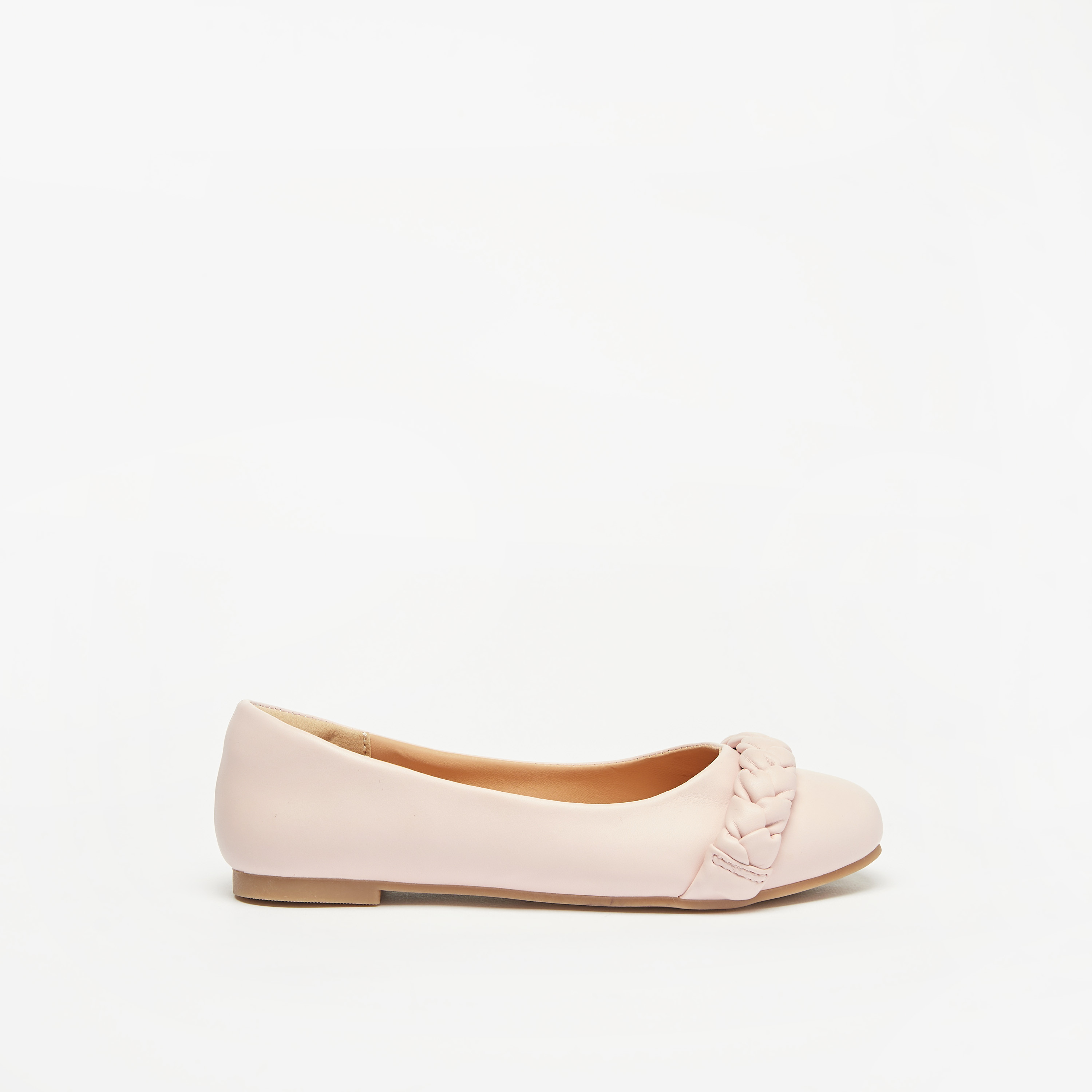 Little Missy Braided Strap Detail Slip-On Ballerina Shoes-girls-shoes-ballerinas-image-3