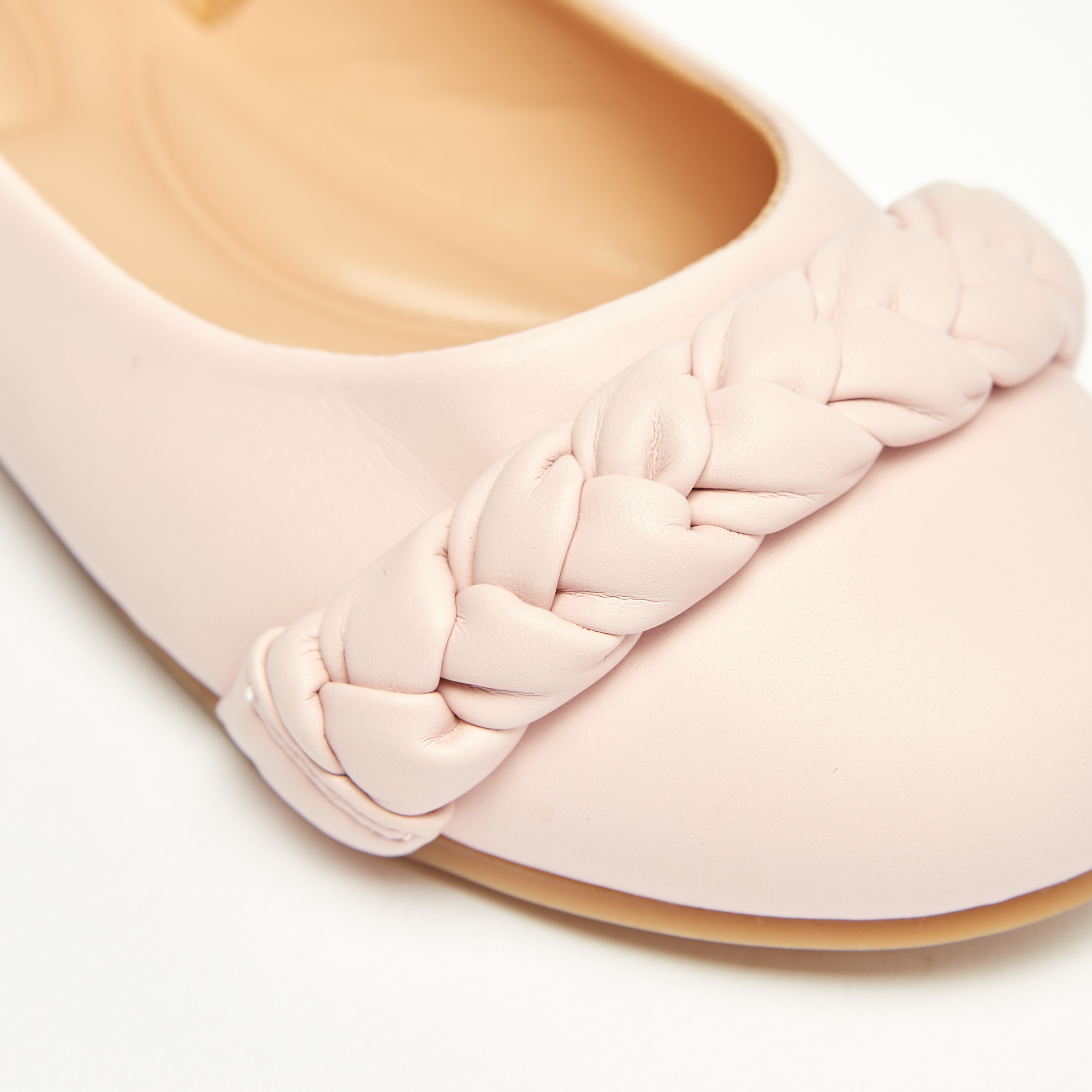 Little Missy Braided Strap Detail Slip-On Ballerina Shoes-girls-shoes-ballerinas-image-5