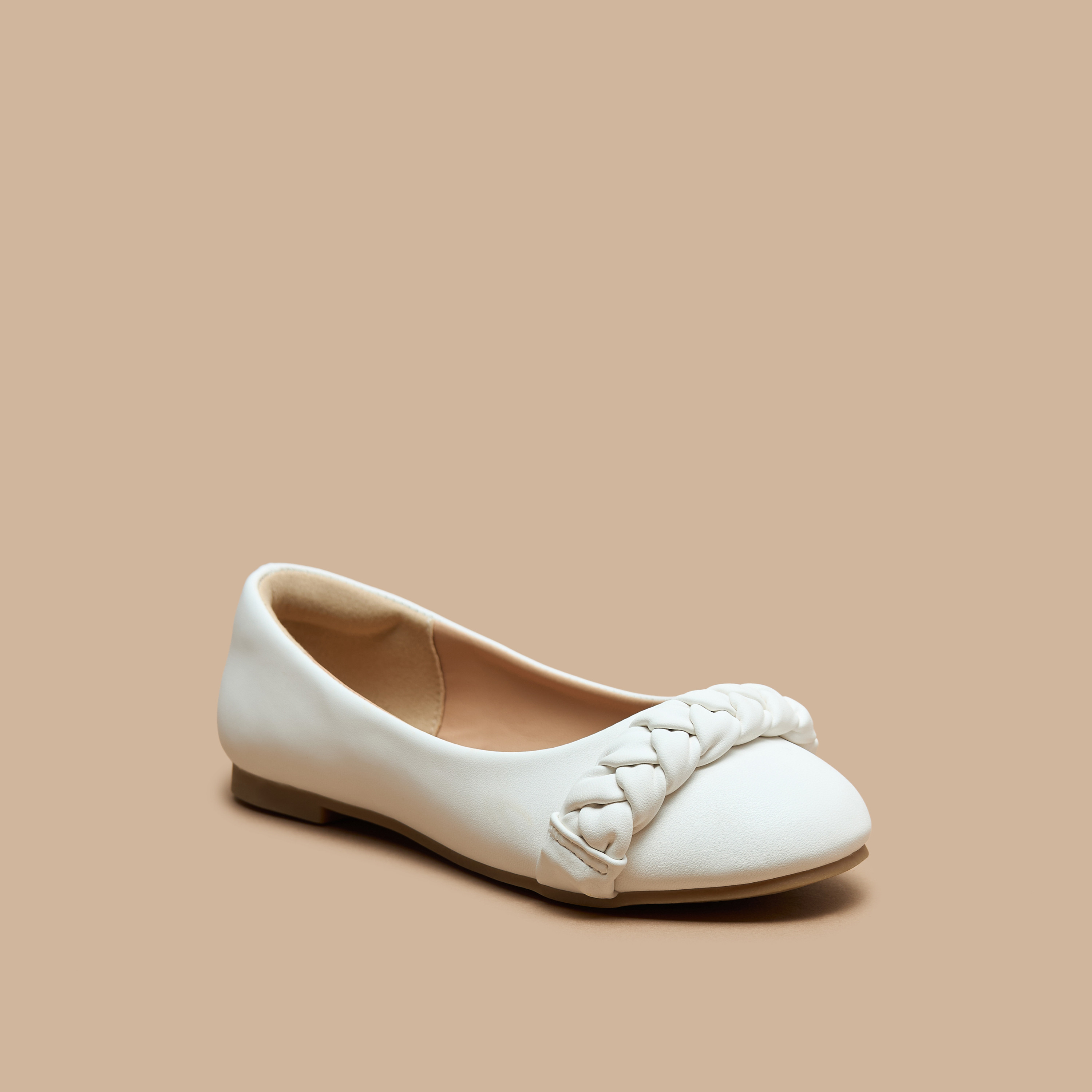 Little Missy Braided Strap Detail Slip-On Ballerina Shoes-girls-shoes-ballerinas-image-6