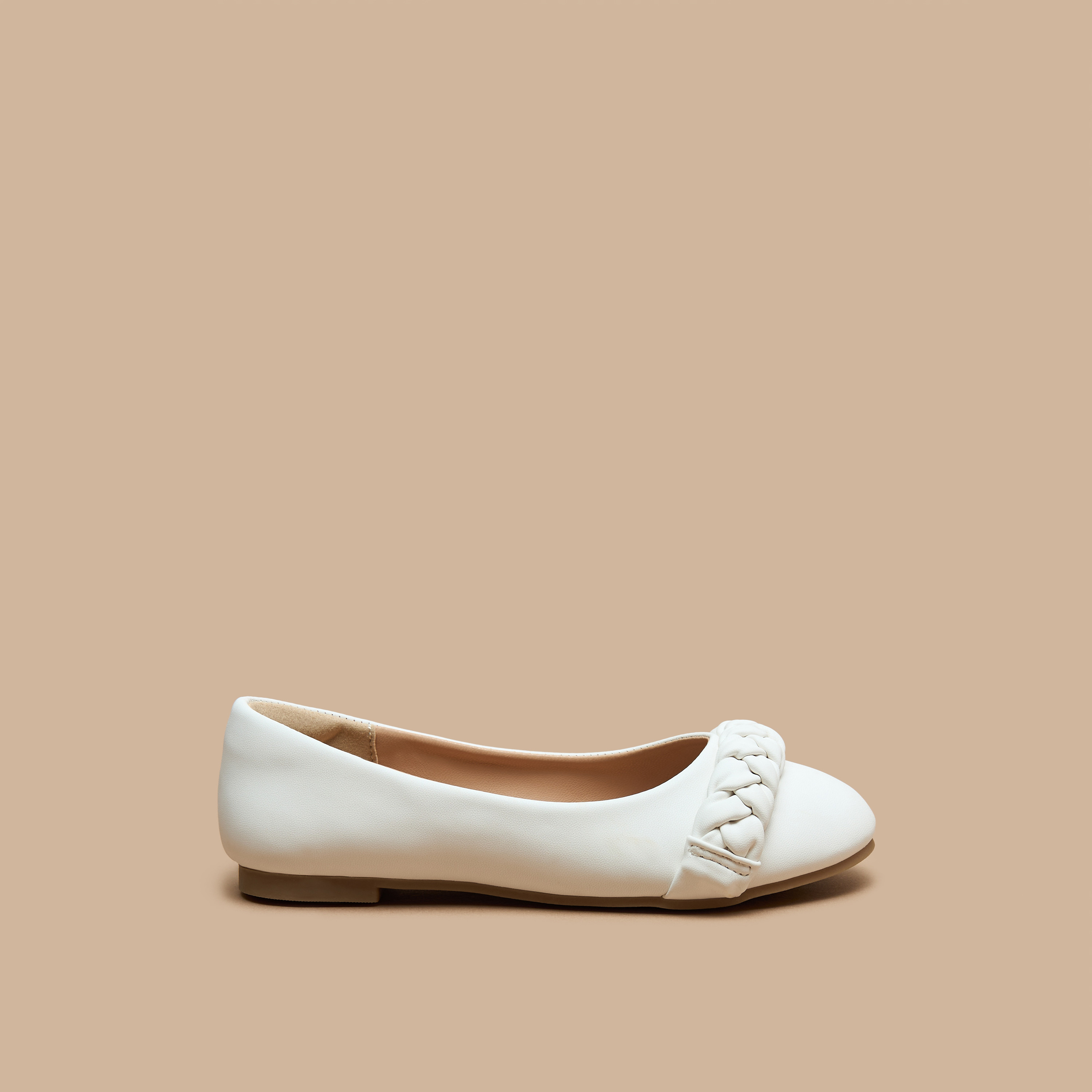حذاء باليرينا سهل الارتداء بِتفاصيل حزام مضفّر من ليتل ميسي-girls-shoes-ballerinas-image-3