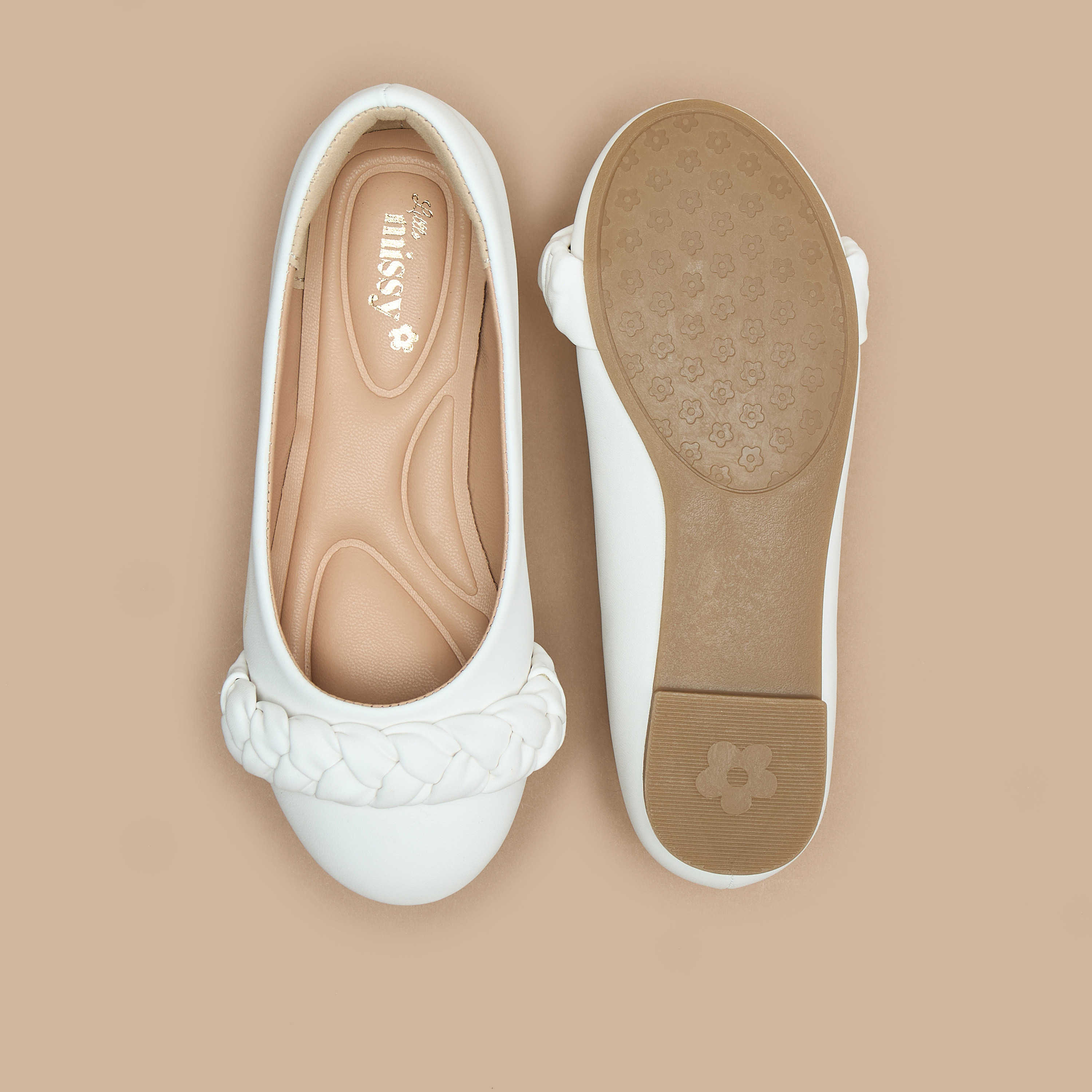 حذاء باليرينا سهل الارتداء بِتفاصيل حزام مضفّر من ليتل ميسي-girls-shoes-ballerinas-image-4
