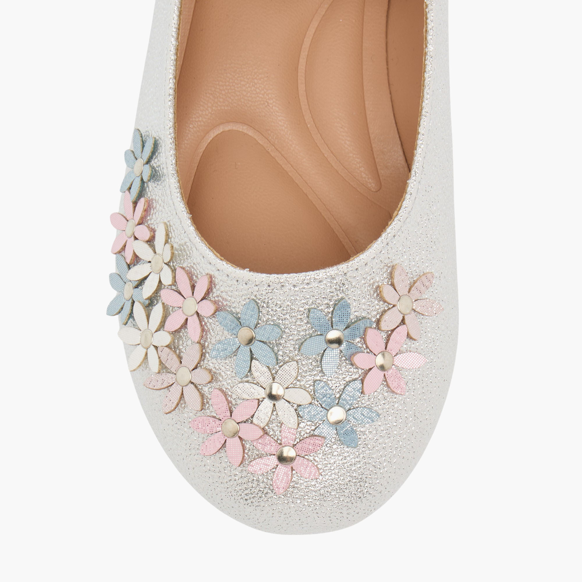 Little Missy Floral Embellished Ballerina Shoes with Hook and Loop Closure-girls-shoes-ballerinas-image-4