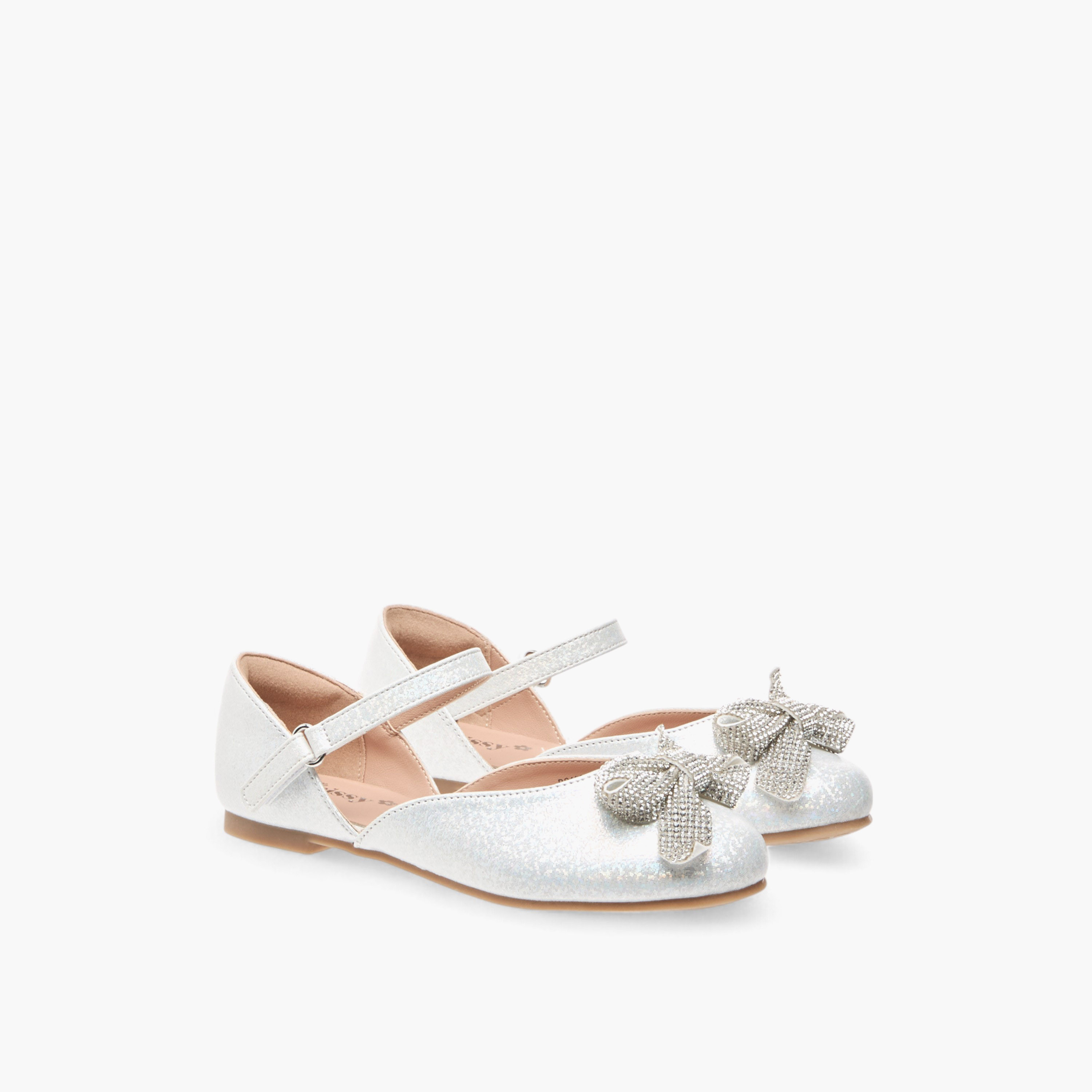 حذاء باليرينا بفيونكة مزينة وشريط إغلاق لاصق من ليتل ميسي-girls-shoes-ballerinas-image-1