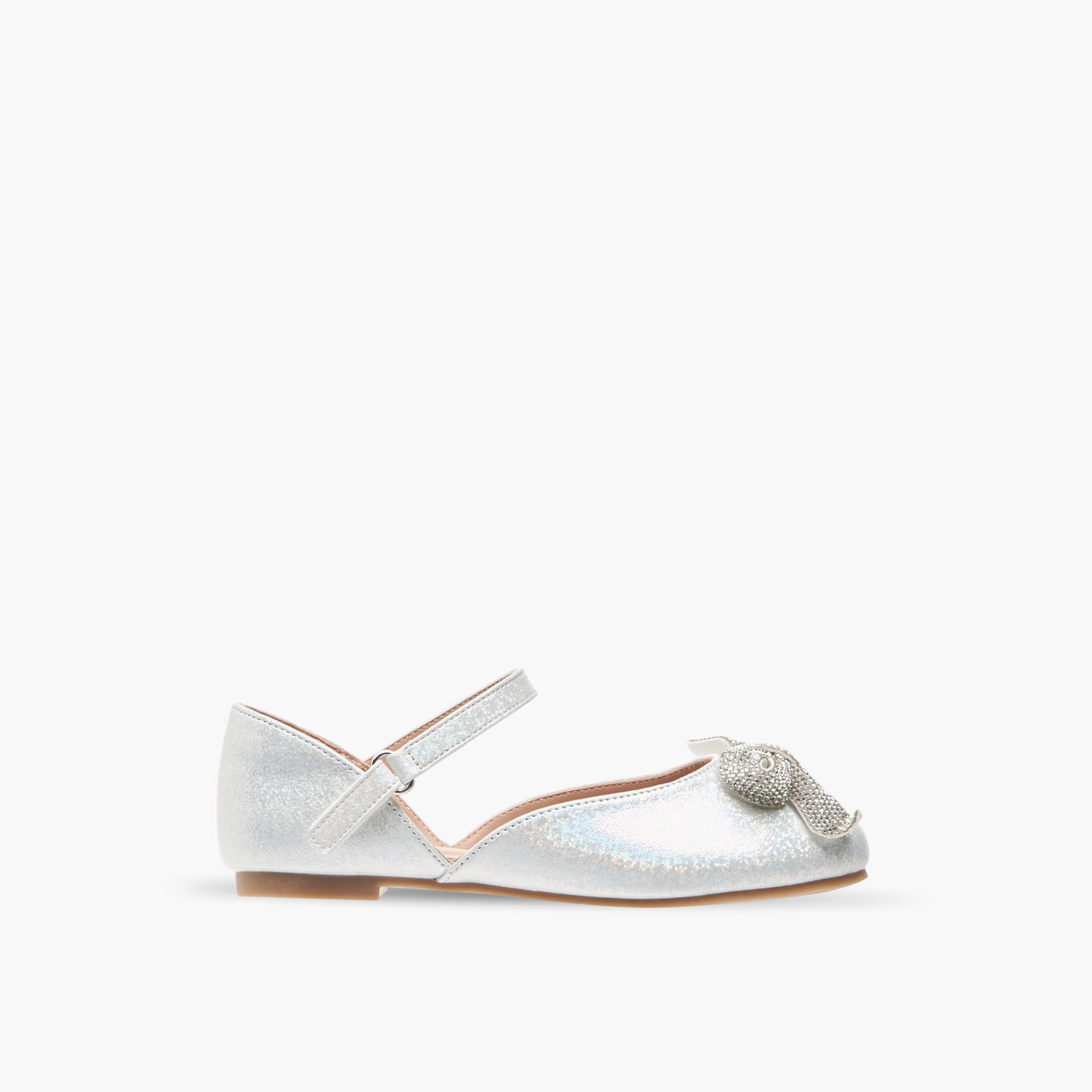 حذاء باليرينا بفيونكة مزينة وشريط إغلاق لاصق من ليتل ميسي-girls-shoes-ballerinas-image-3