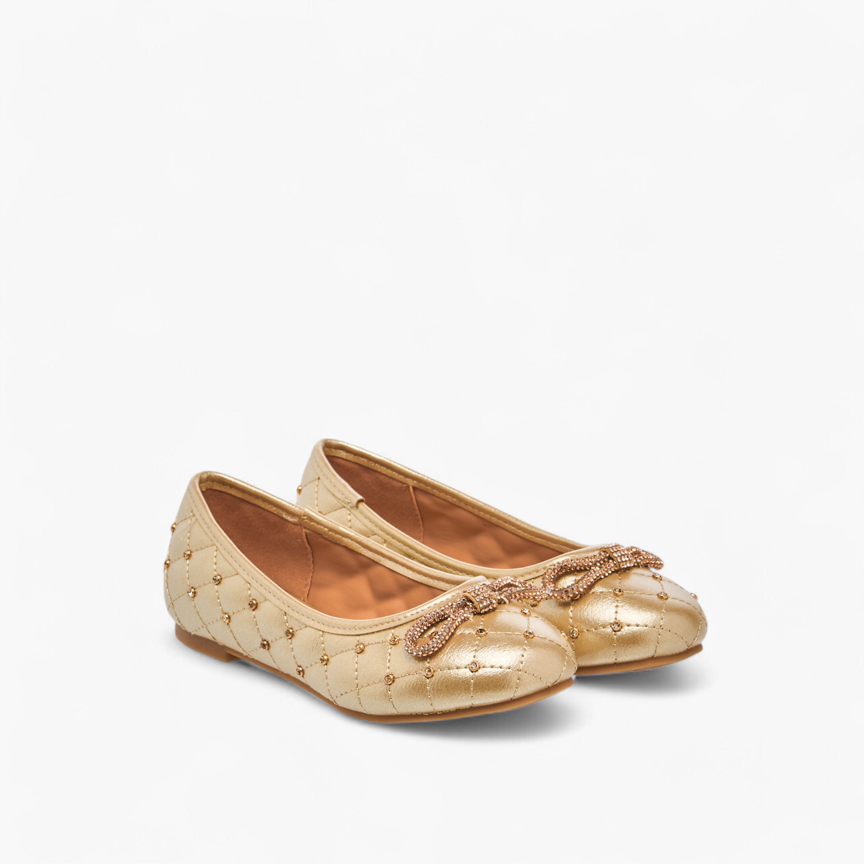 حذاء باليرينا مبطن سهل الارتداء بتزيينات وفيونكة من ليتل ميسي-girls-shoes-ballerinas-image-1