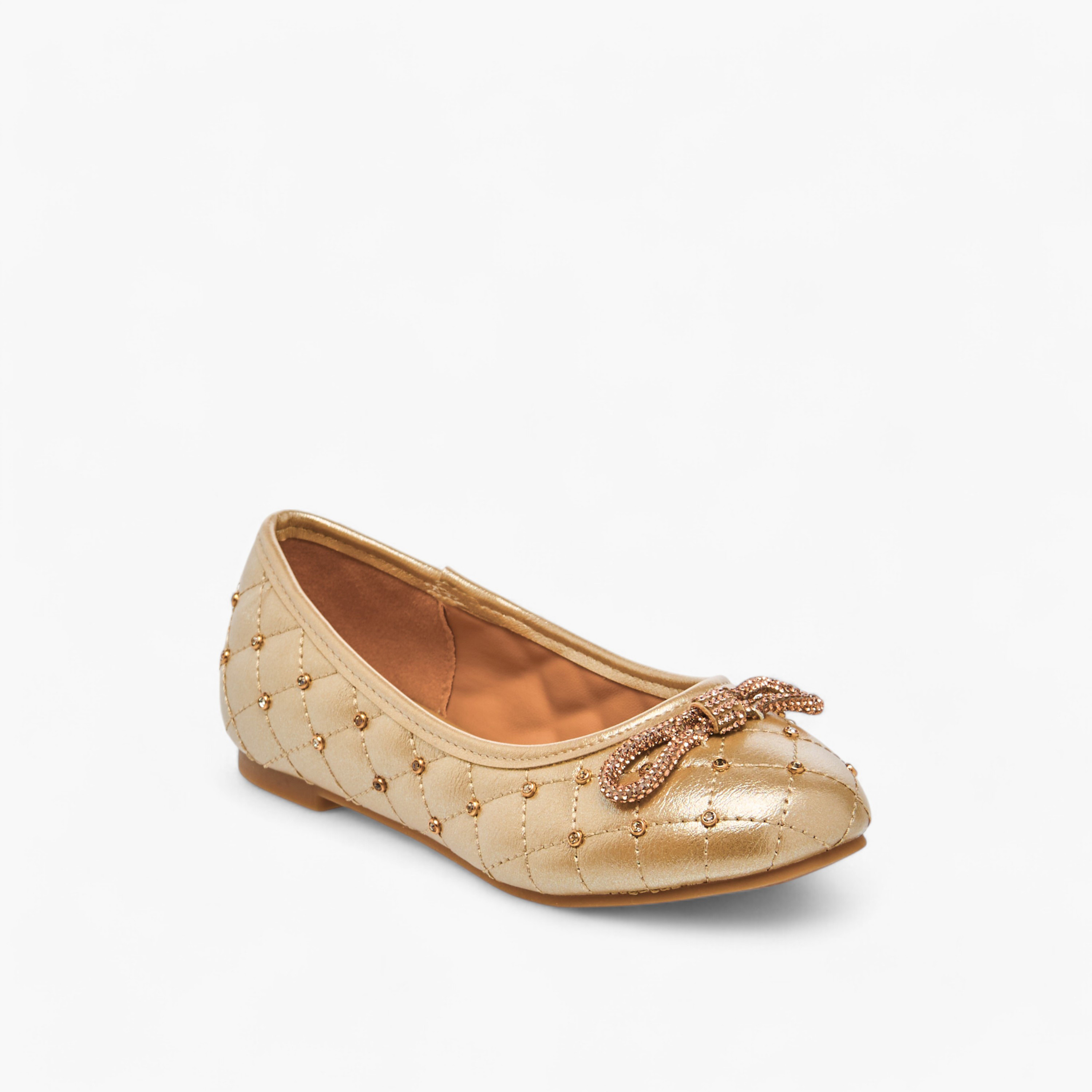 حذاء باليرينا مبطن سهل الارتداء بتزيينات وفيونكة من ليتل ميسي-girls-shoes-ballerinas-image-2
