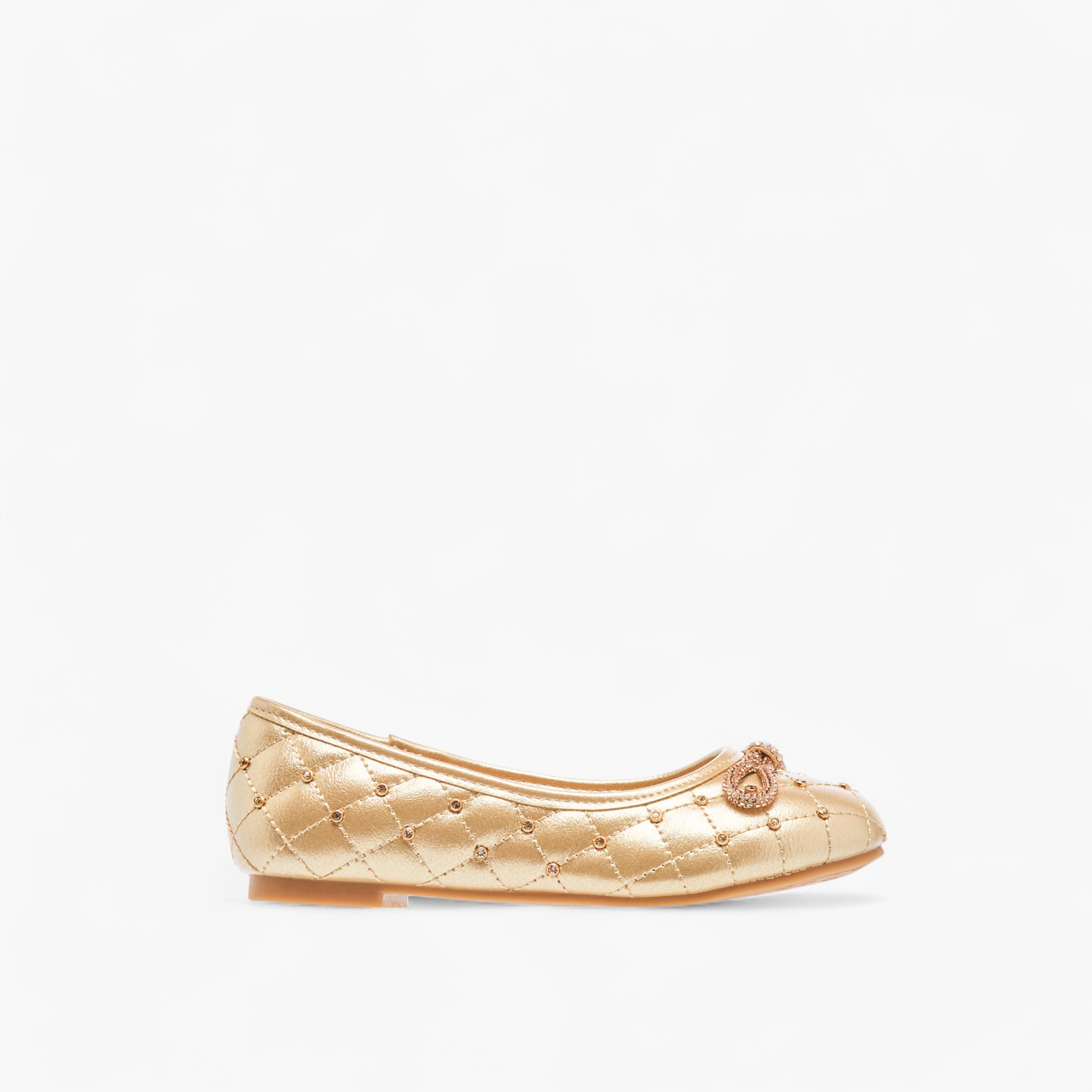 حذاء باليرينا مبطن سهل الارتداء بتزيينات وفيونكة من ليتل ميسي-girls-shoes-ballerinas-image-3