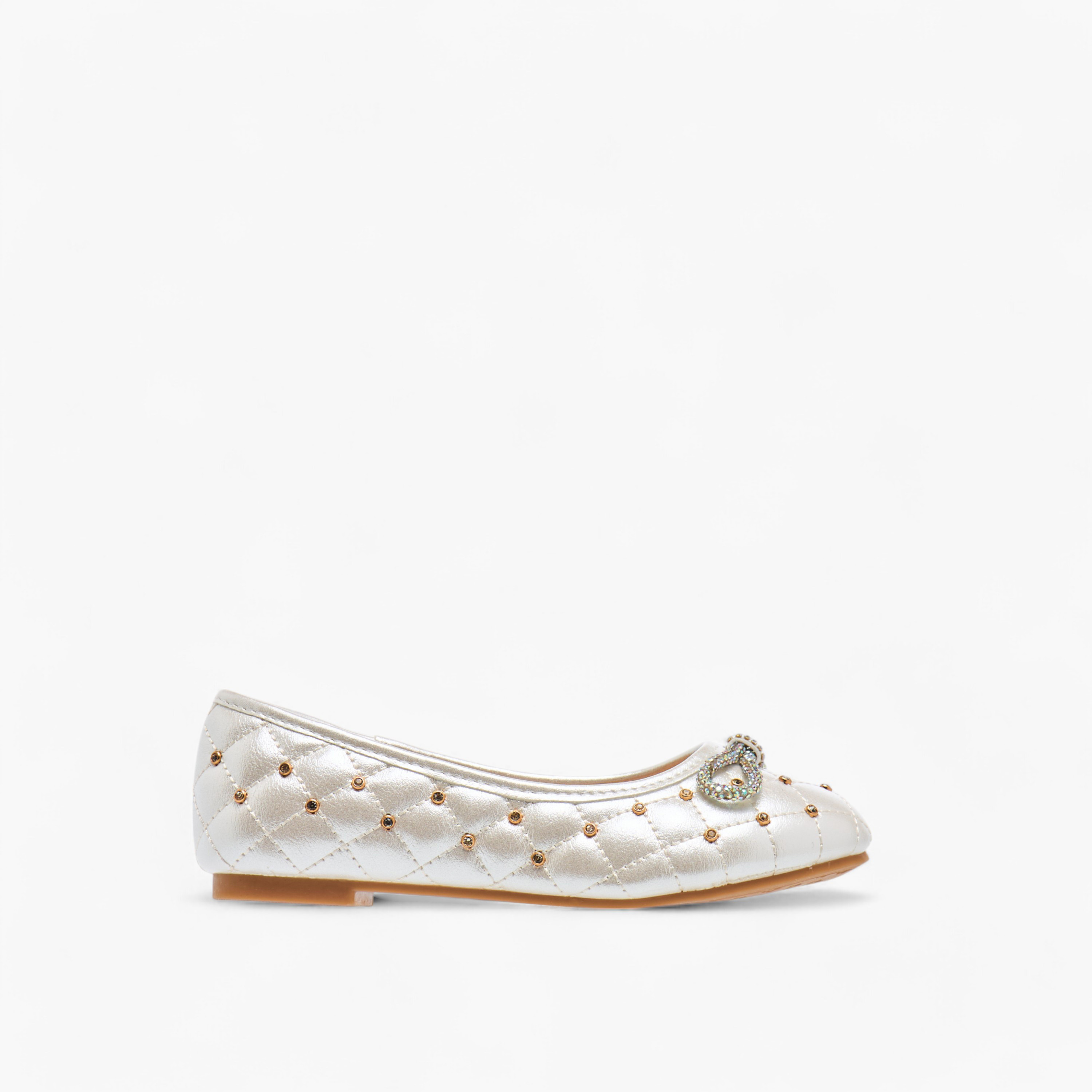 حذاء باليرينا مبطن سهل الارتداء بتزيينات وفيونكة من ليتل ميسي-girls-shoes-ballerinas-image-3