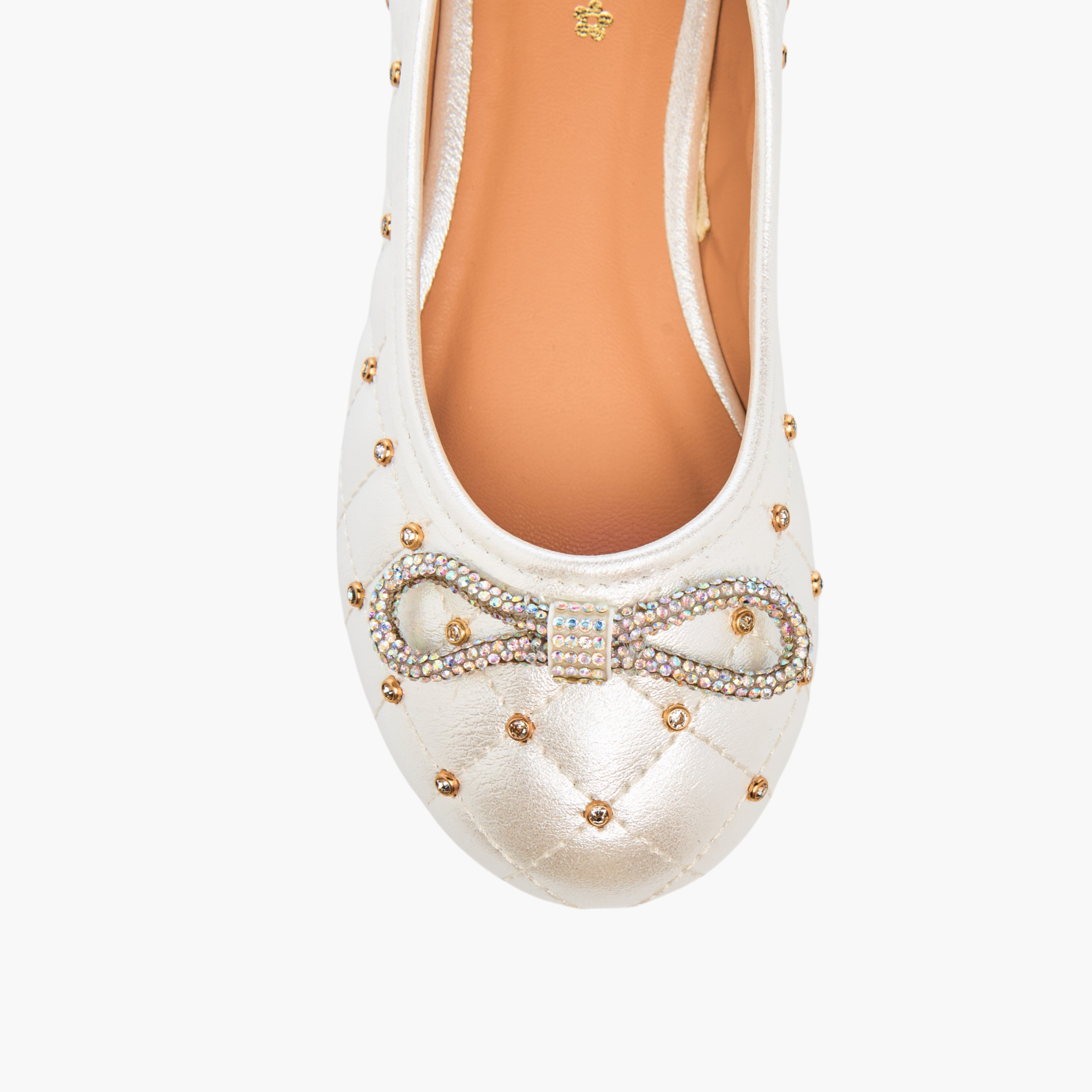 حذاء باليرينا مبطن سهل الارتداء بتزيينات وفيونكة من ليتل ميسي-girls-shoes-ballerinas-image-4