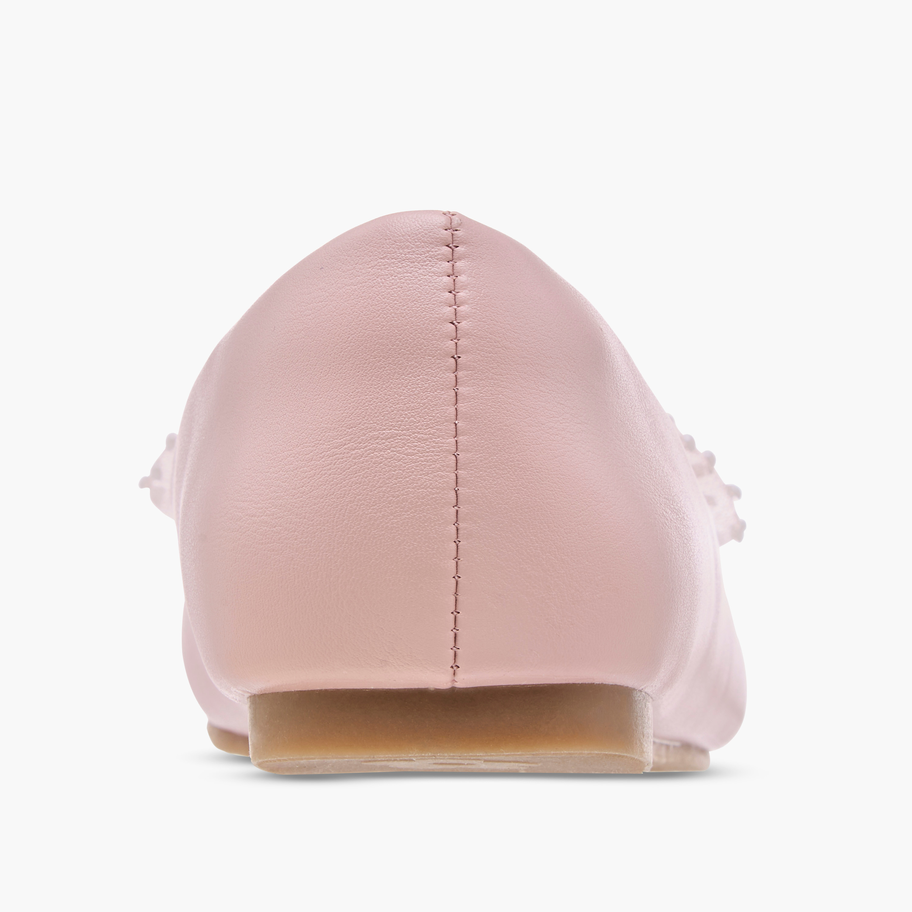 Little Missy Pearl Embellished Ballerina Shoes with Flower Applique-girls-shoes-ballerinas-image-5